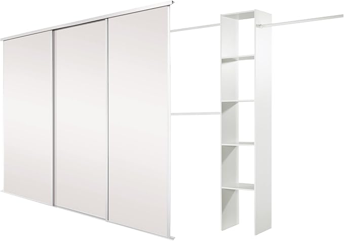 Spacepro Heritage 3-Door White Sliding Wardrobe Door Kit with White Wood | Fits 2236mm width