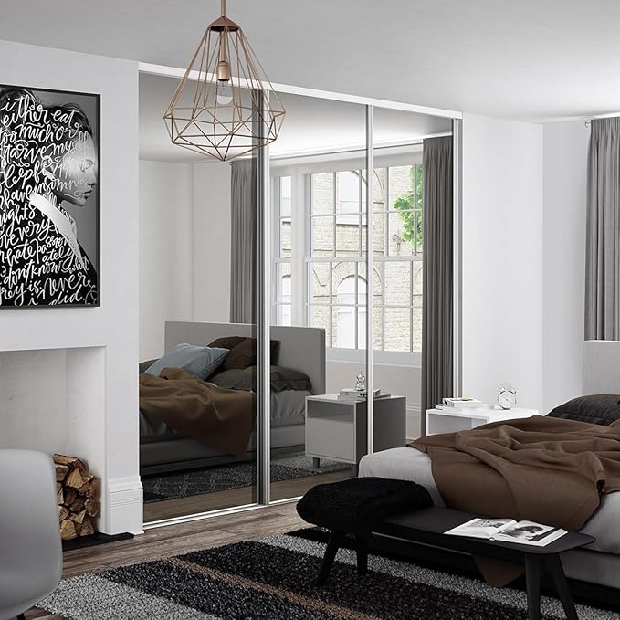 Spacepro Heritage 3-Door White Sliding Wardrobe Door Kit with Mirror | Fits 1780mm width
