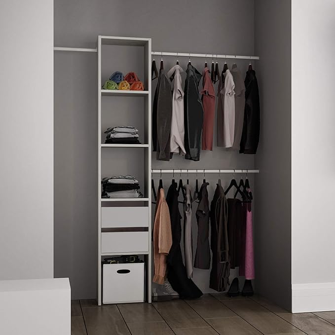 Spacepro White Heritage 2 Door Sliding Wardrobe Door Kit with Mirror Panels Fits 1803mm width