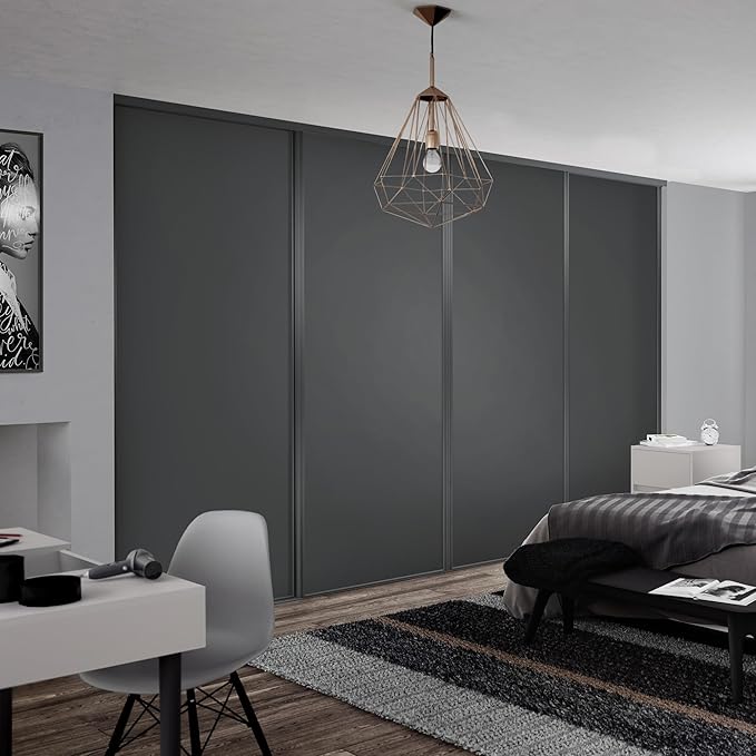 Spacepro Graphite Grey Wood Heritage 4 Door Sliding Wardrobe Door Kit | Fits 3606mm width