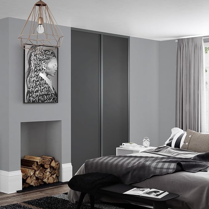 Spacepro Graphite Grey Wood Heritage 2 Door Sliding Wardrobe Door Kit