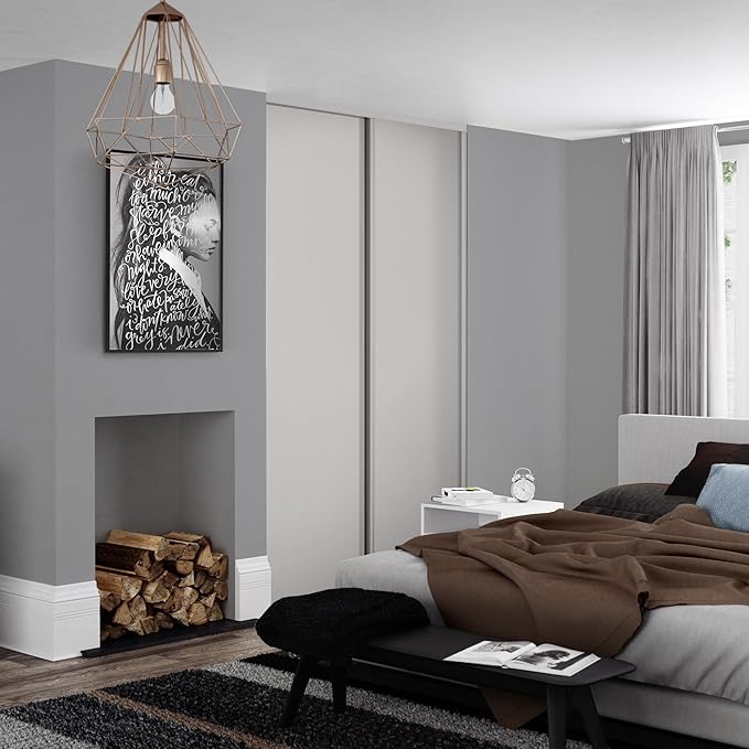 Spacepro Heritage 2-Door Dove Grey Sliding Wardrobe Door Kit with Dove Grey Wood | Fits 1499mm width