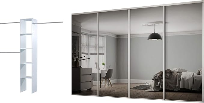 Spacepro Heritage 4-Door White Sliding Wardrobe Door Kit with Mirror | Fits 2390mm width