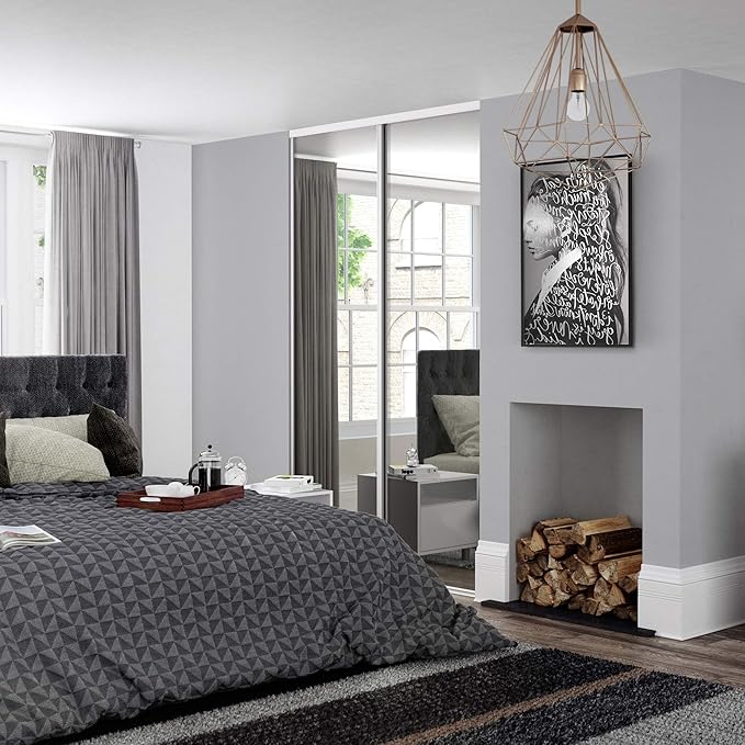 Spacepro White Heritage 2 Door Sliding Wardrobe Door Kit with Mirror Panels Fits 1803mm width