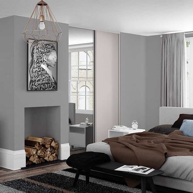Spacepro Heritage 2-Door Cashmere Sliding Wardrobe  Door Kit with Mirror & Cashmere Wood | Fits 1803mm width