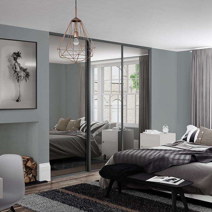 Spacepro Graphite Grey Heritage 3 Door Sliding Wardrobe Door Kit with Mirror | Fits 2236mm width