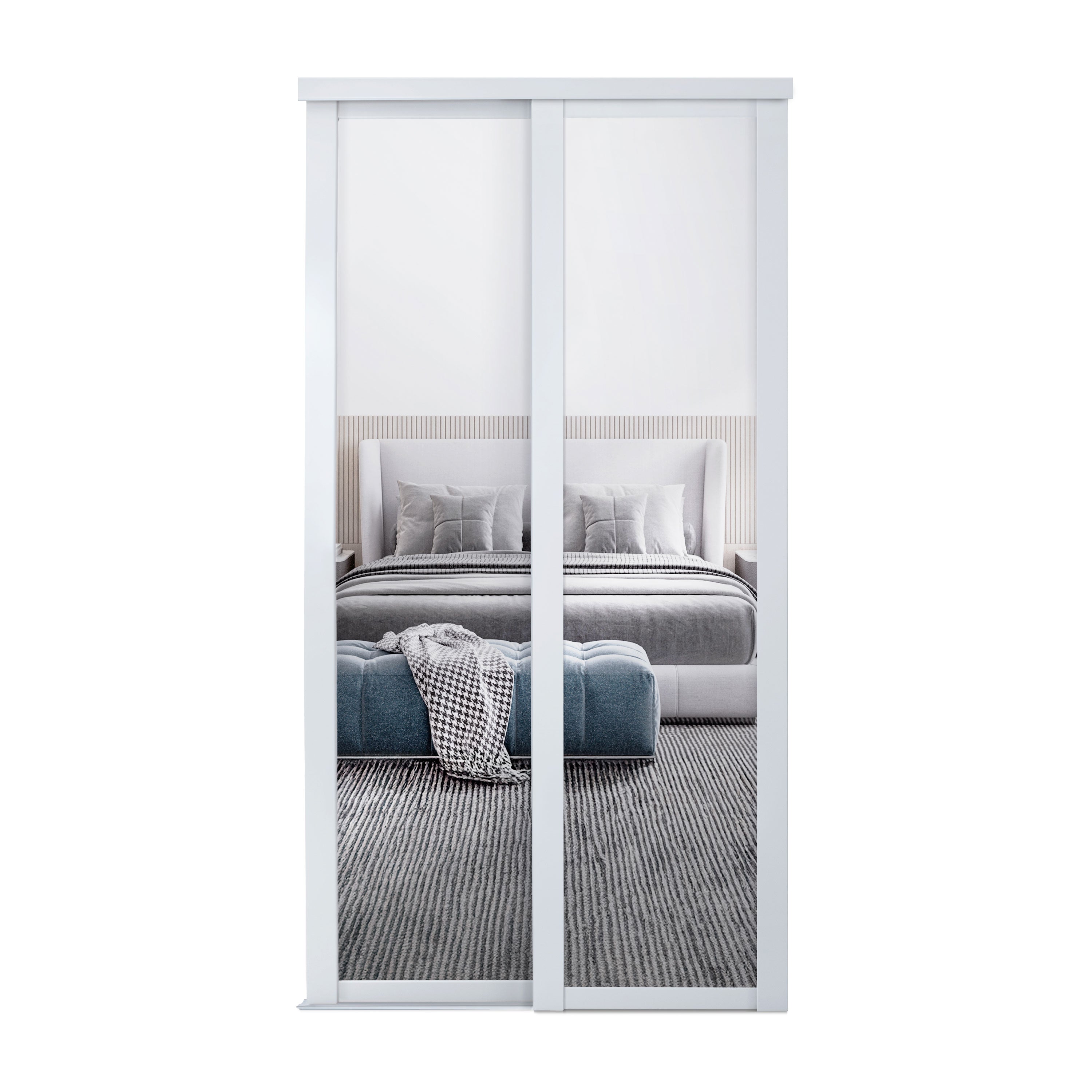 Spacepro Shaker 2 Door sliding wardrobe Kit Mirror White frame (w)1145mm