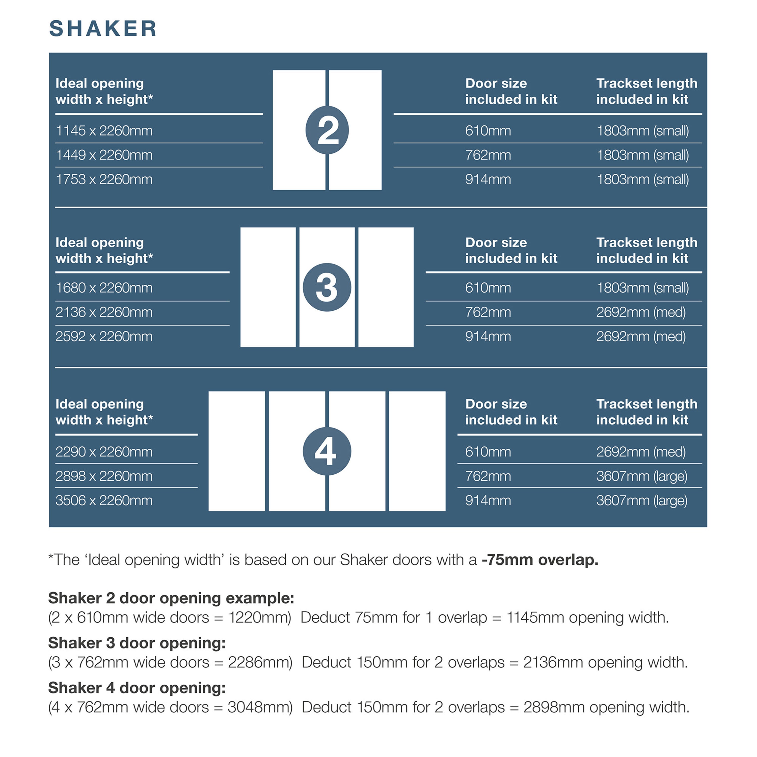 Spacepro Shaker 2 Door sliding wardrobe Kit Mirror White frame (w)1145mm