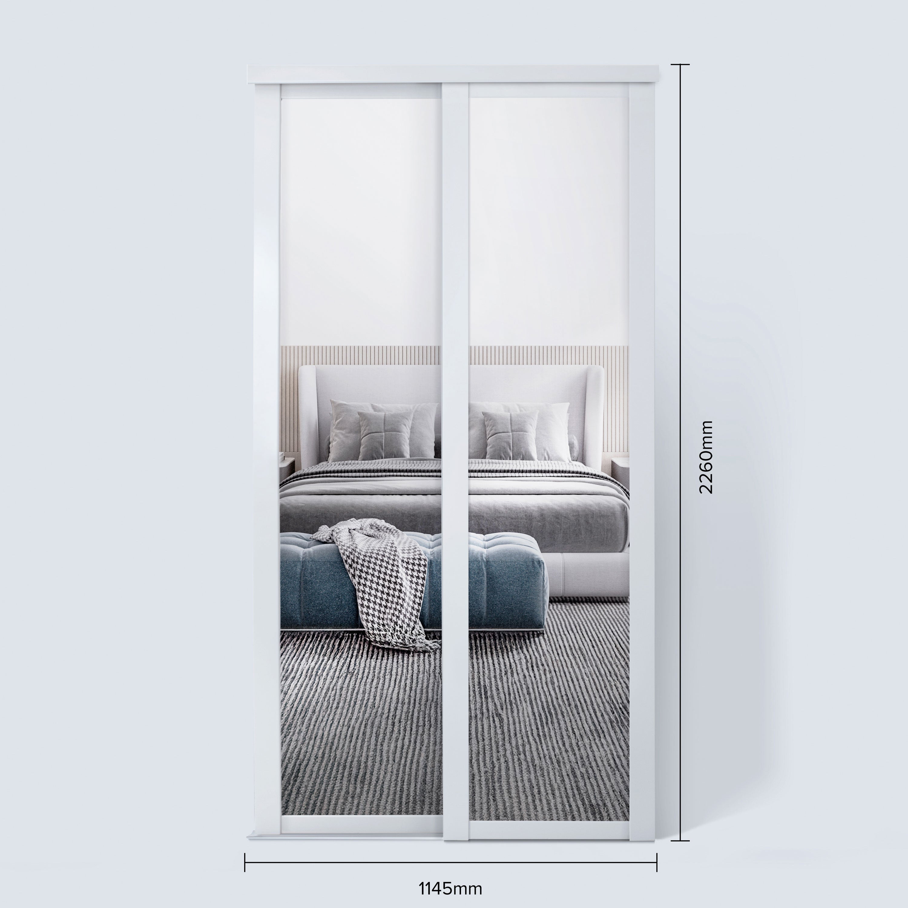 Spacepro Shaker 2 Door sliding wardrobe Kit Mirror White frame (w)1145mm