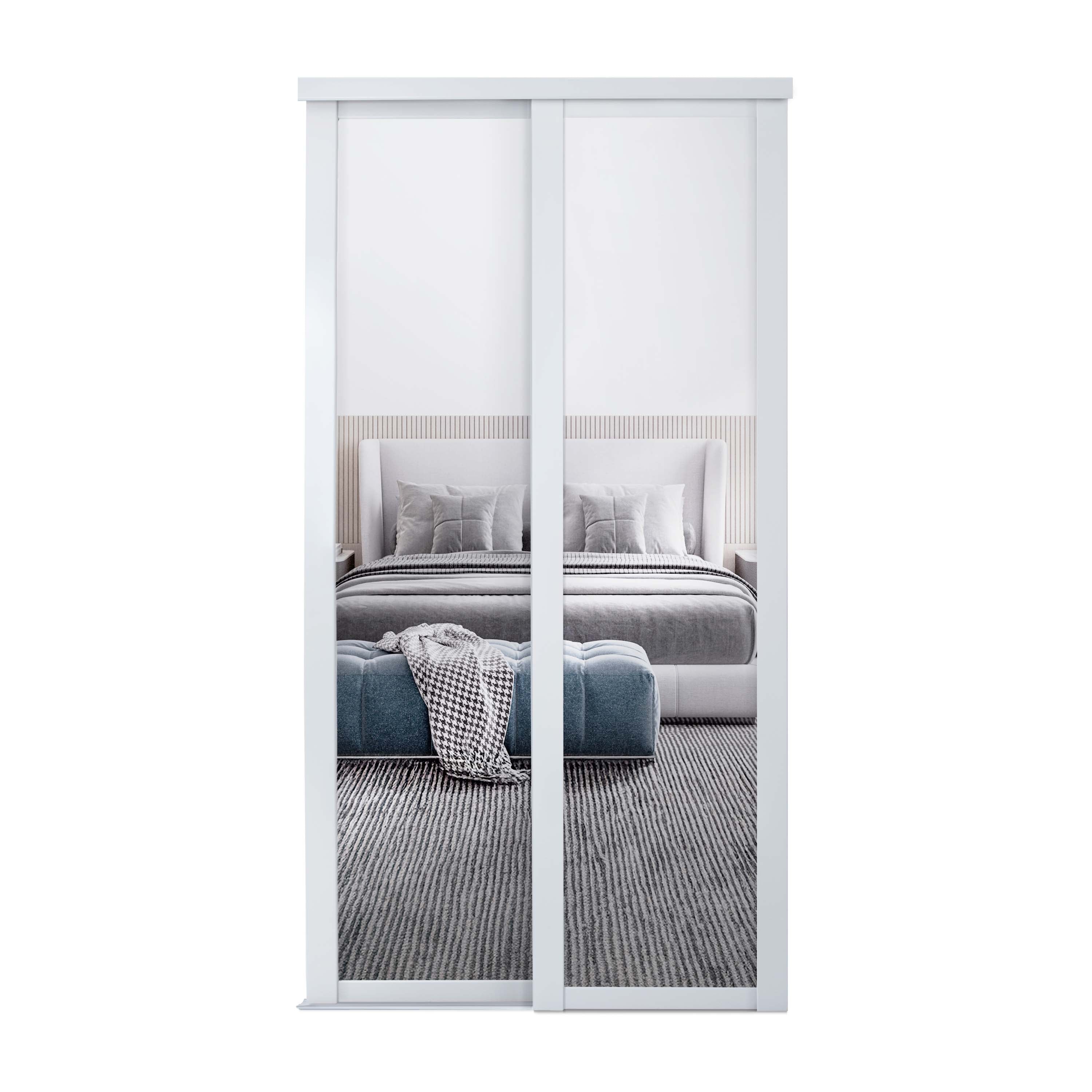 Spacepro Shaker 2 Door sliding wardrobe Kit Mirror White frame (w)1753mm