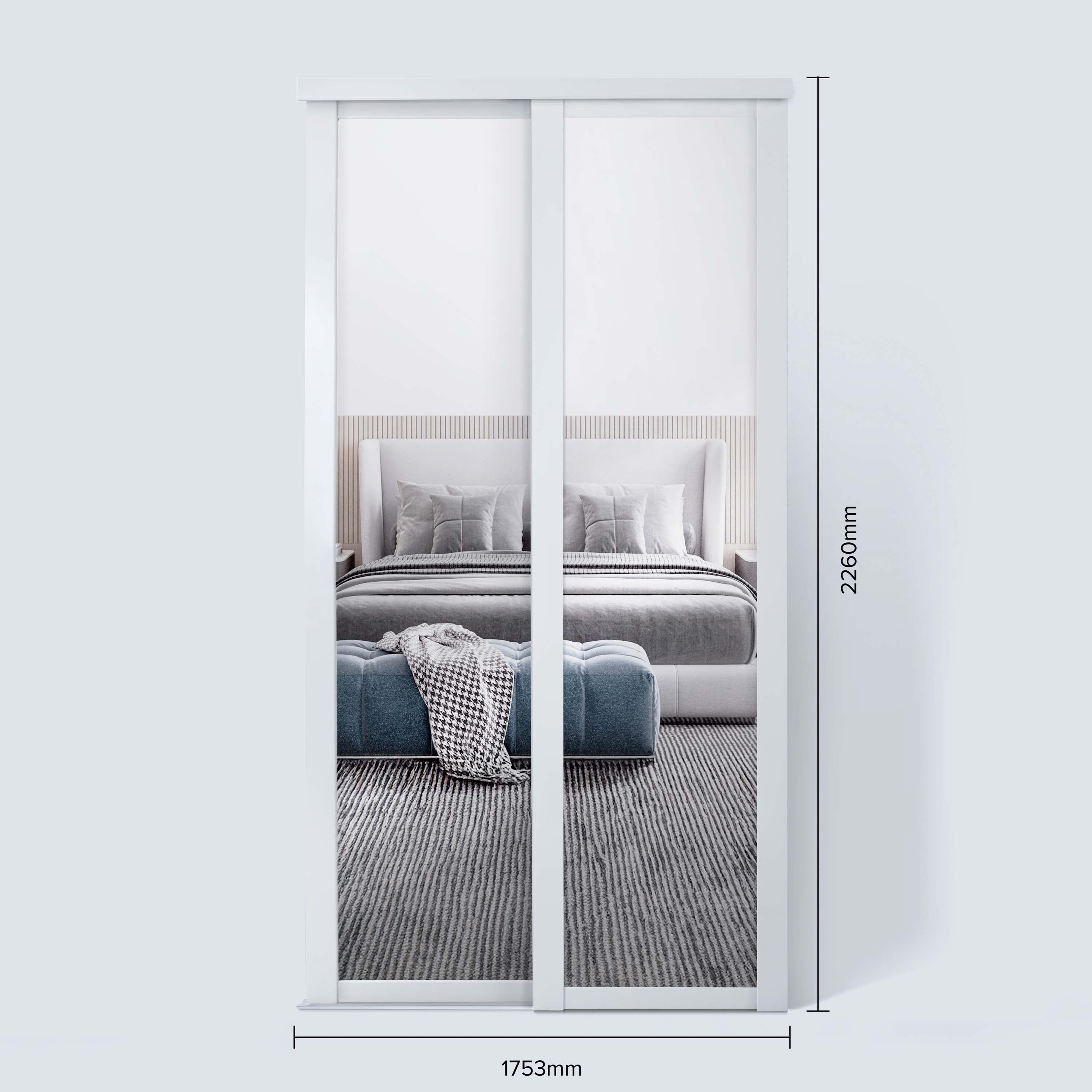Spacepro Shaker 2 Door sliding wardrobe Kit Mirror White frame (w)1753mm