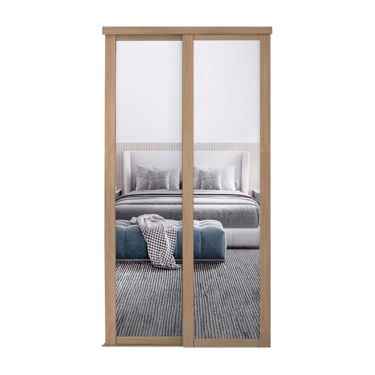 Spacepro Shaker 2 Door sliding wardrobe Kit Mirror Oak frame (w)1449mm ...