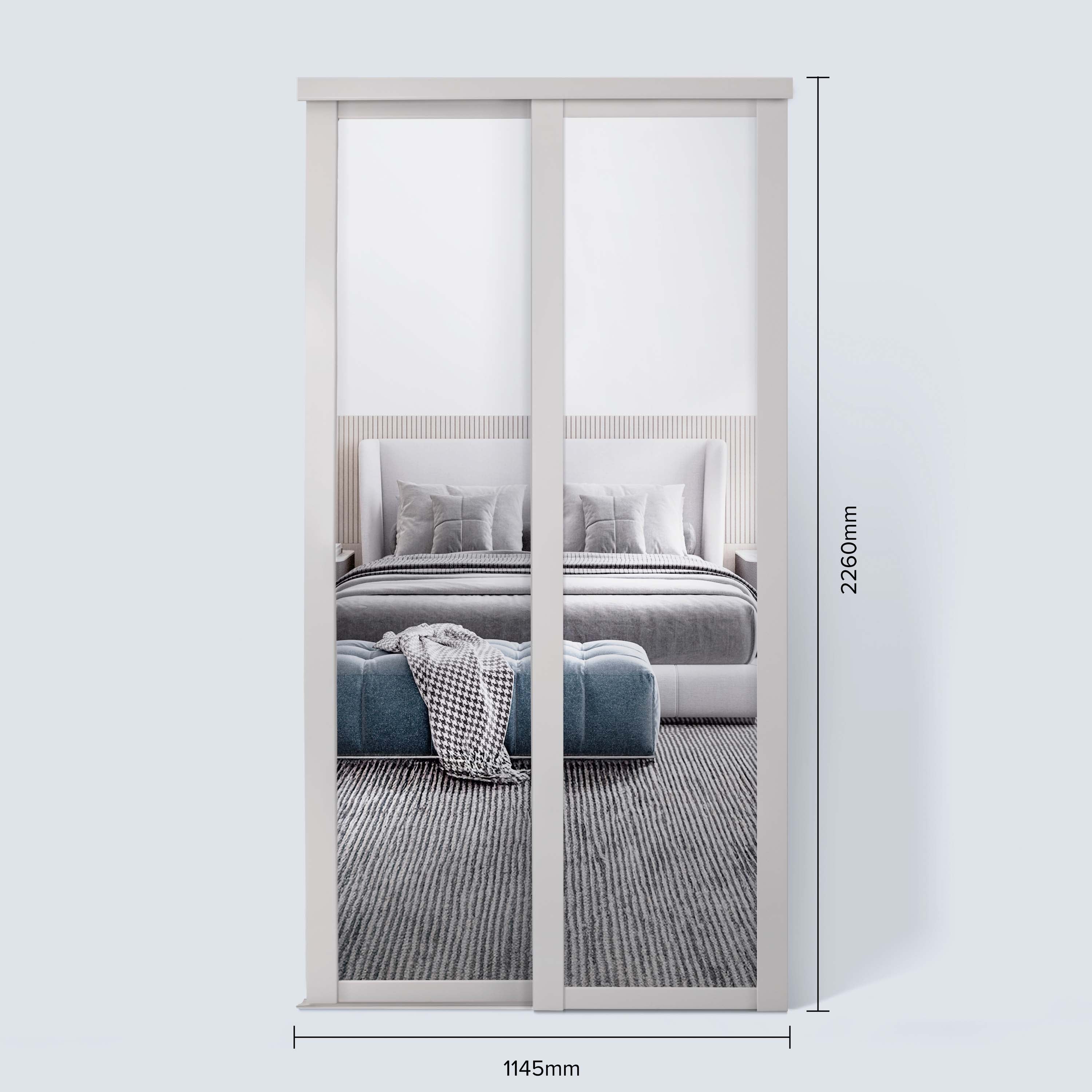 Spacepro Shaker 2 Door sliding wardrobe Kit Mirror Cashmere frame (w)1145mm
