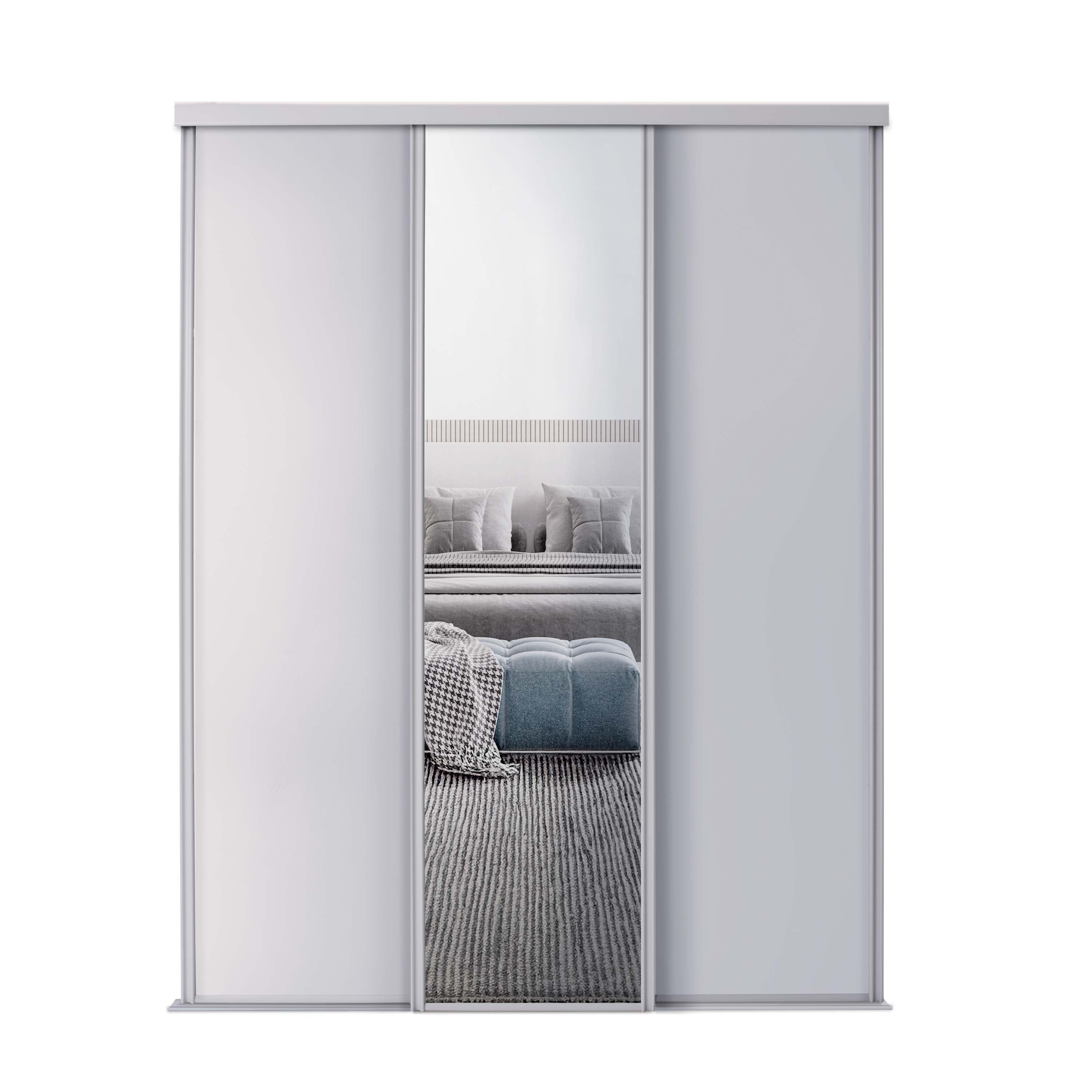 Spacepro Classic 3 Door sliding wardrobe Kit Cashmere frame 2 x Panel 1 x Mirror (w)1760mm