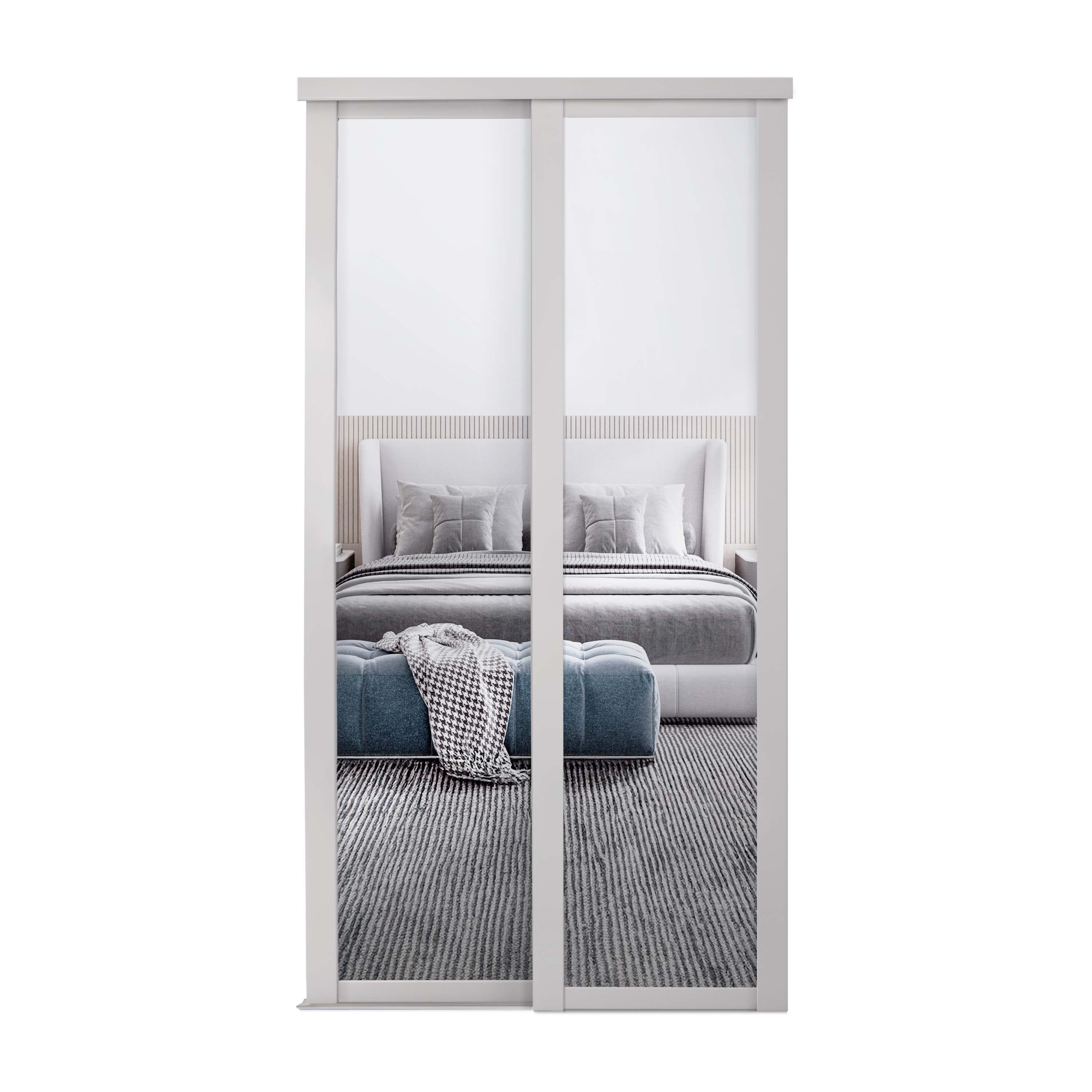 Spacepro Shaker 2 Door sliding wardrobe Kit Mirror Cashmere frame (w)1449mm