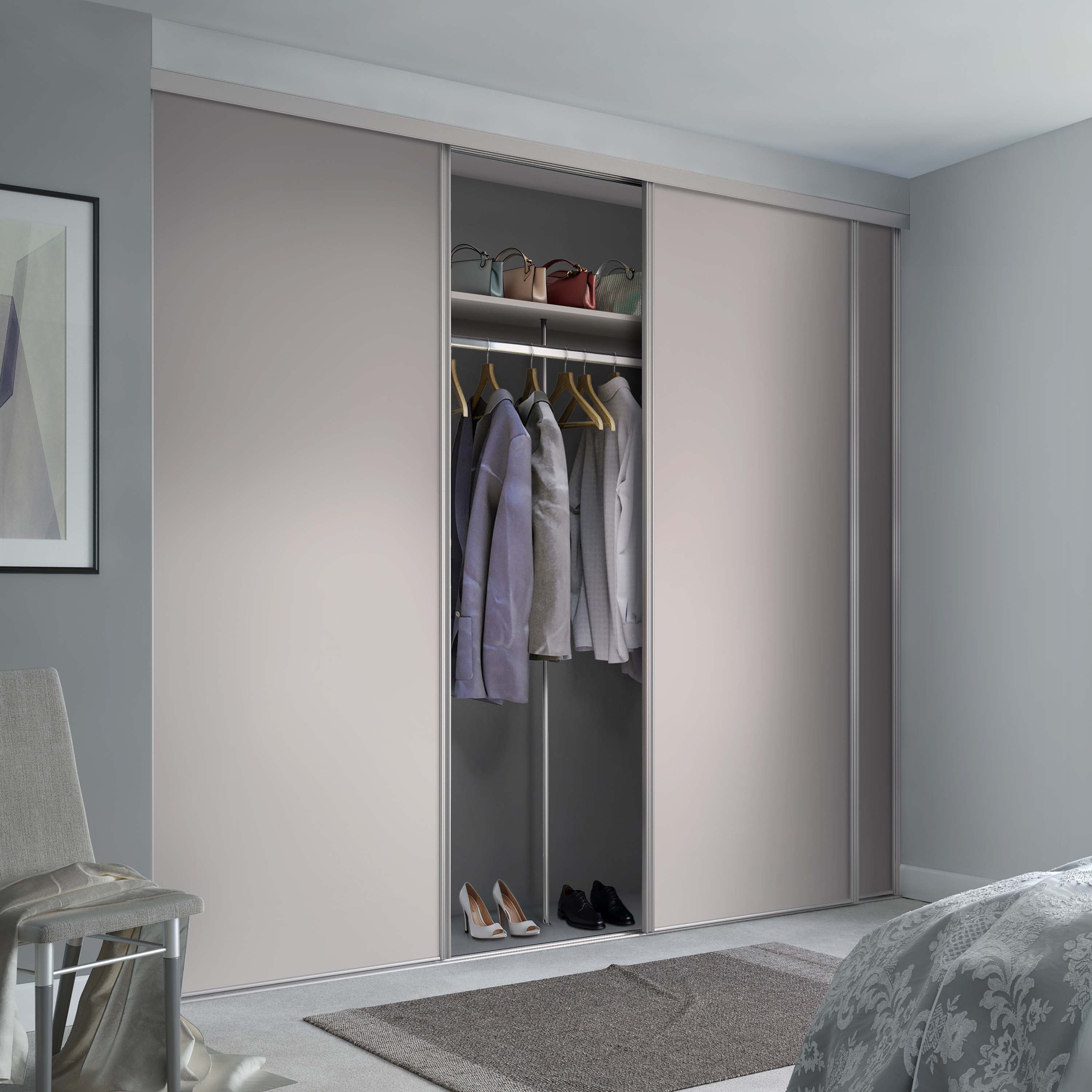 Spacepro Classic 3 Door sliding wardrobe Kit Cashmere Panel (w)2216mm