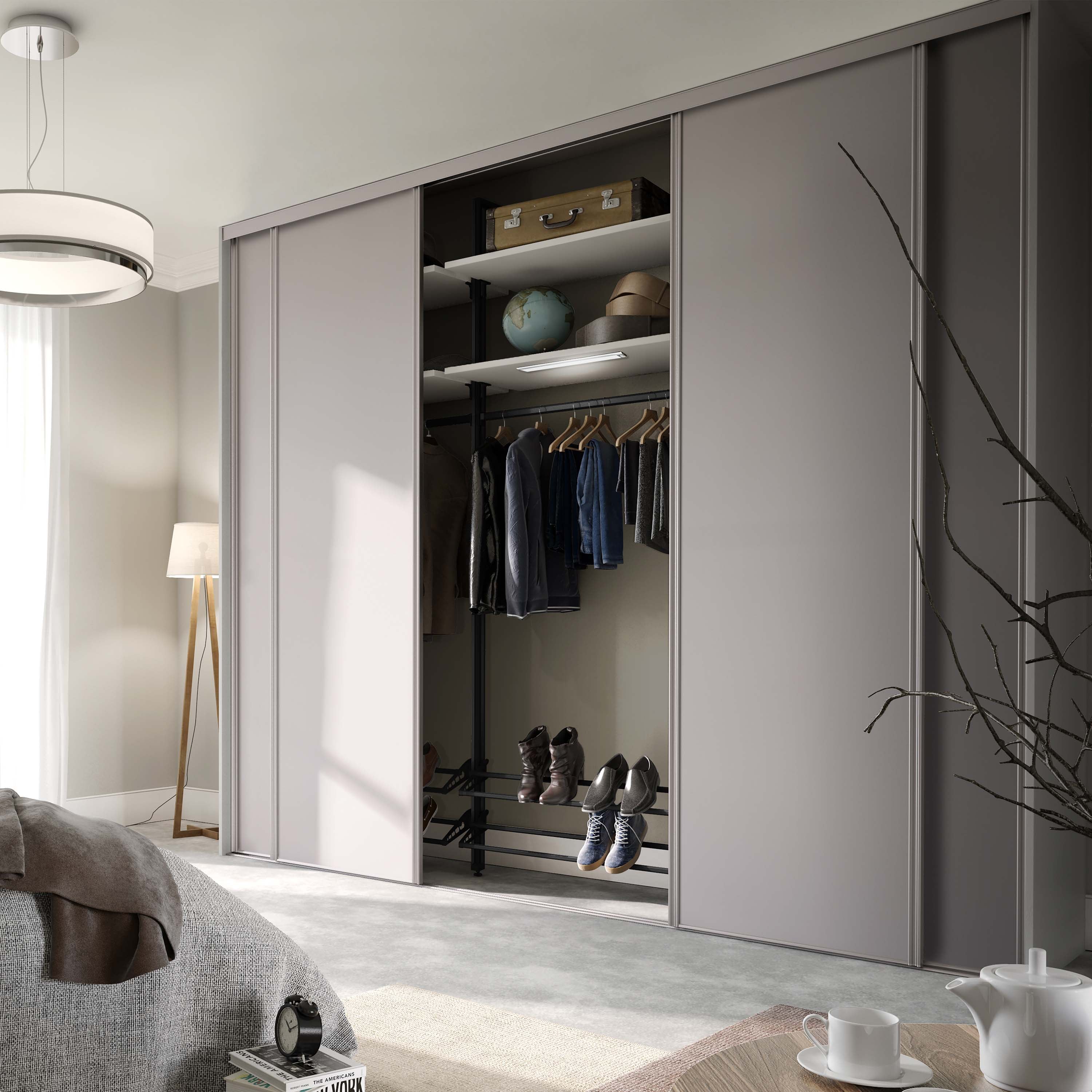 Spacepro Classic 4 Door sliding wardrobe Kit Cashmere Panel (w)2370mm