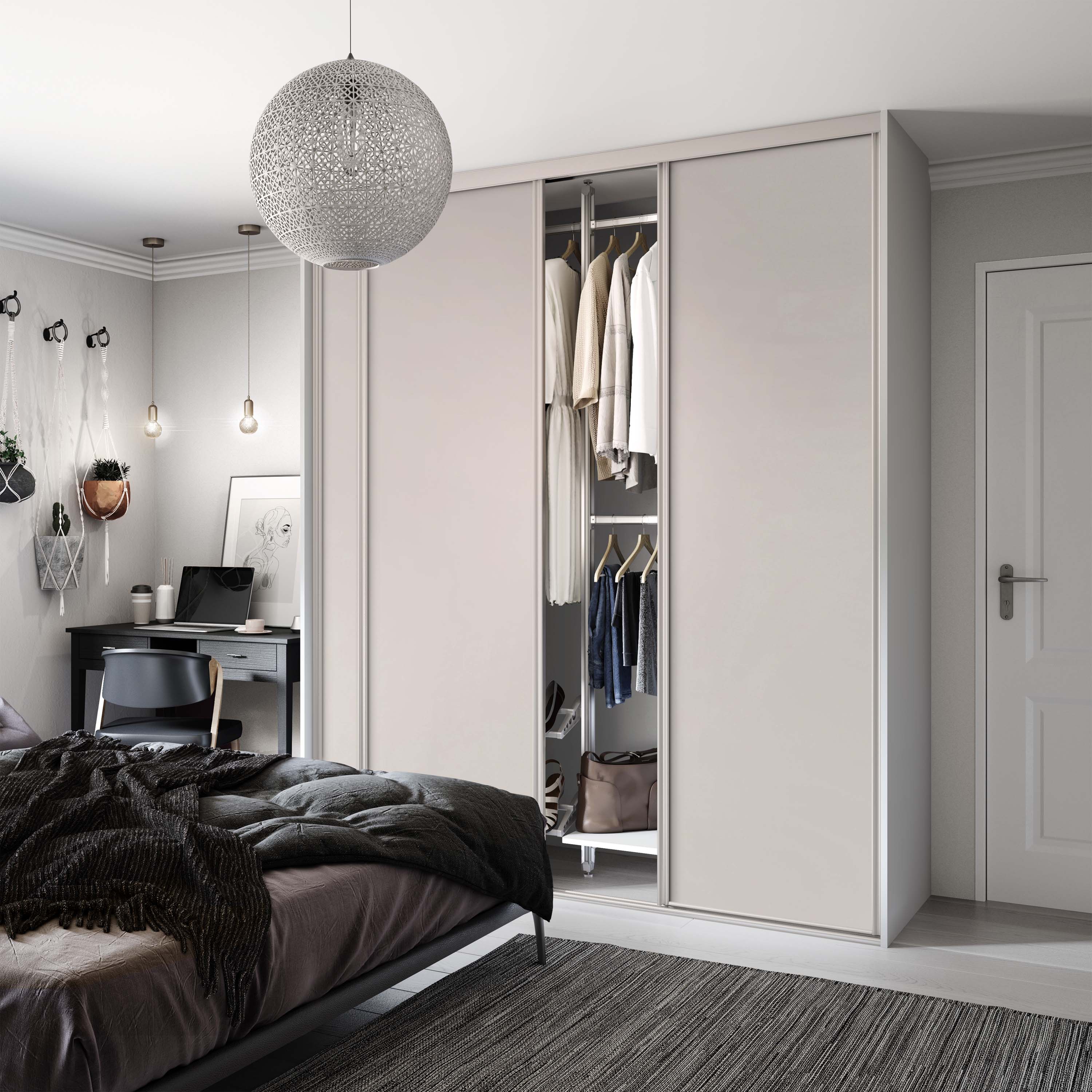 Spacepro Classic 3 Door sliding wardrobe Kit Cashmere Panel (w)1760mm