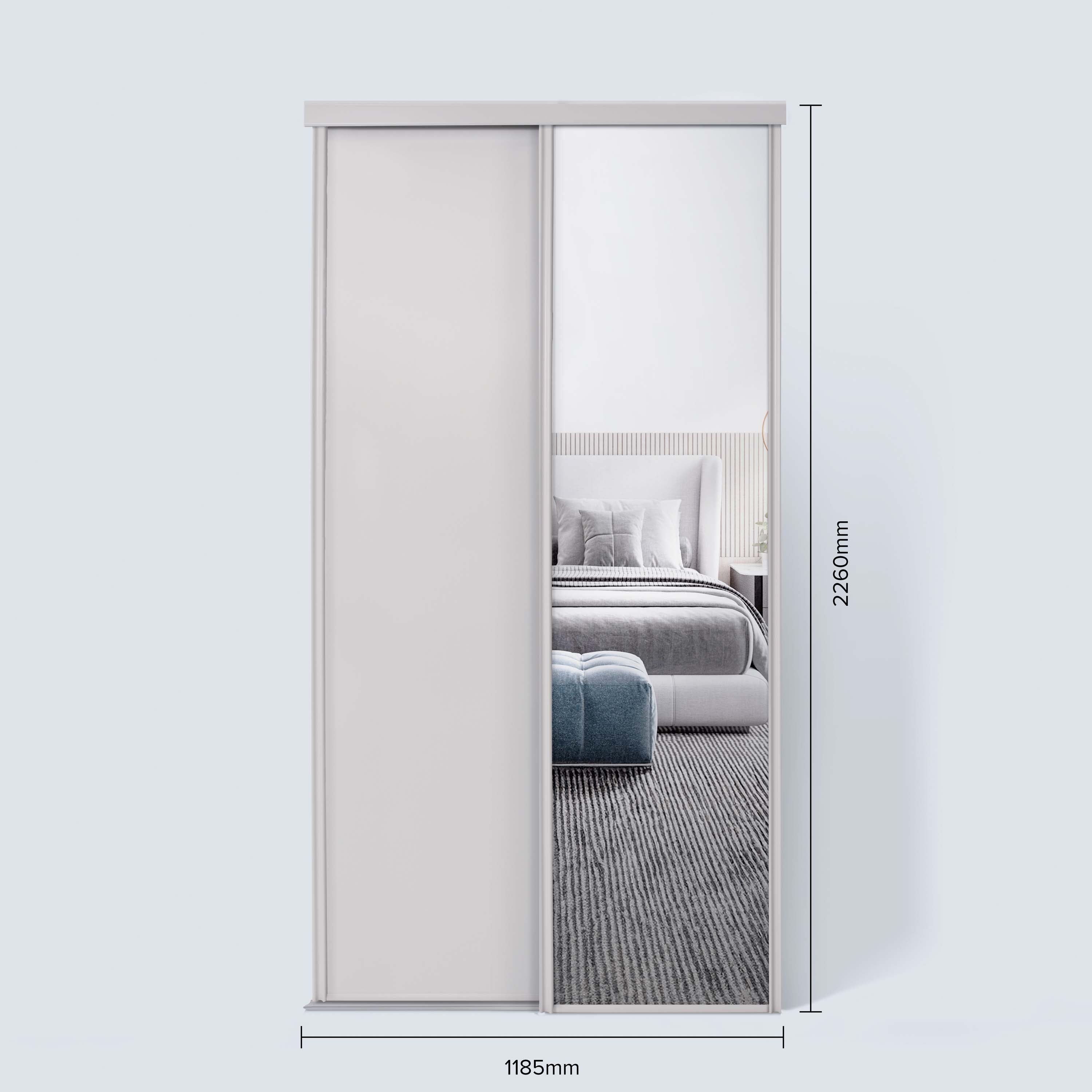 Spacepro Classic 2 Door sliding wardrobe Kit Cashmere frame 1 x Panel 1 x Mirror (w)1185mm