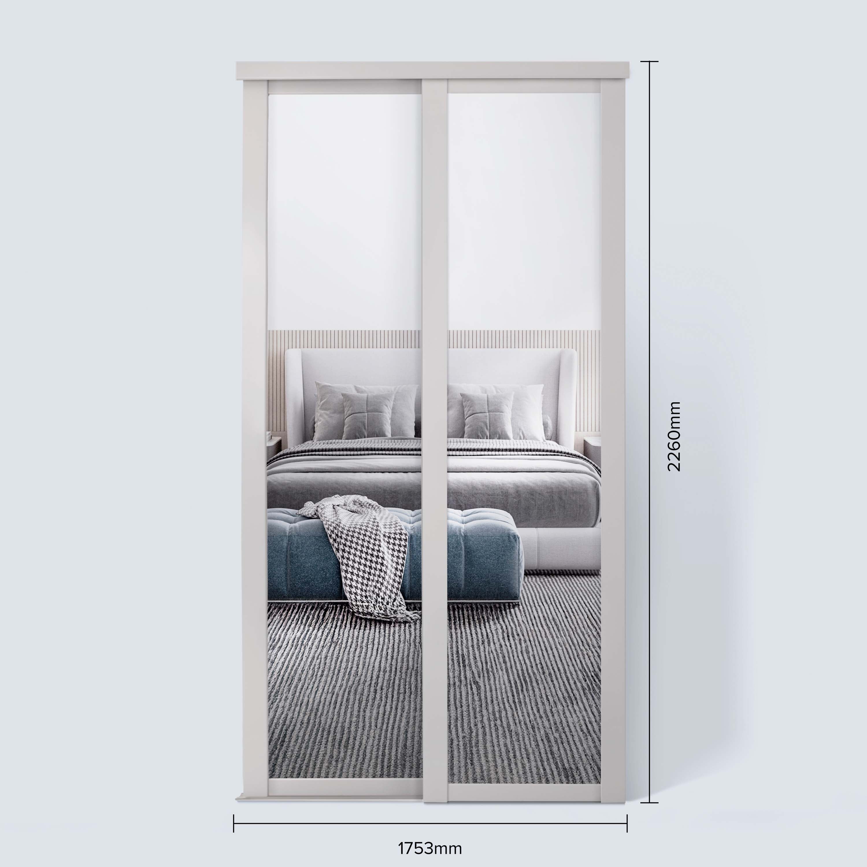 Spacepro Shaker 2 Door sliding wardrobe Kit Mirror Cashmere frame (w)1753mm