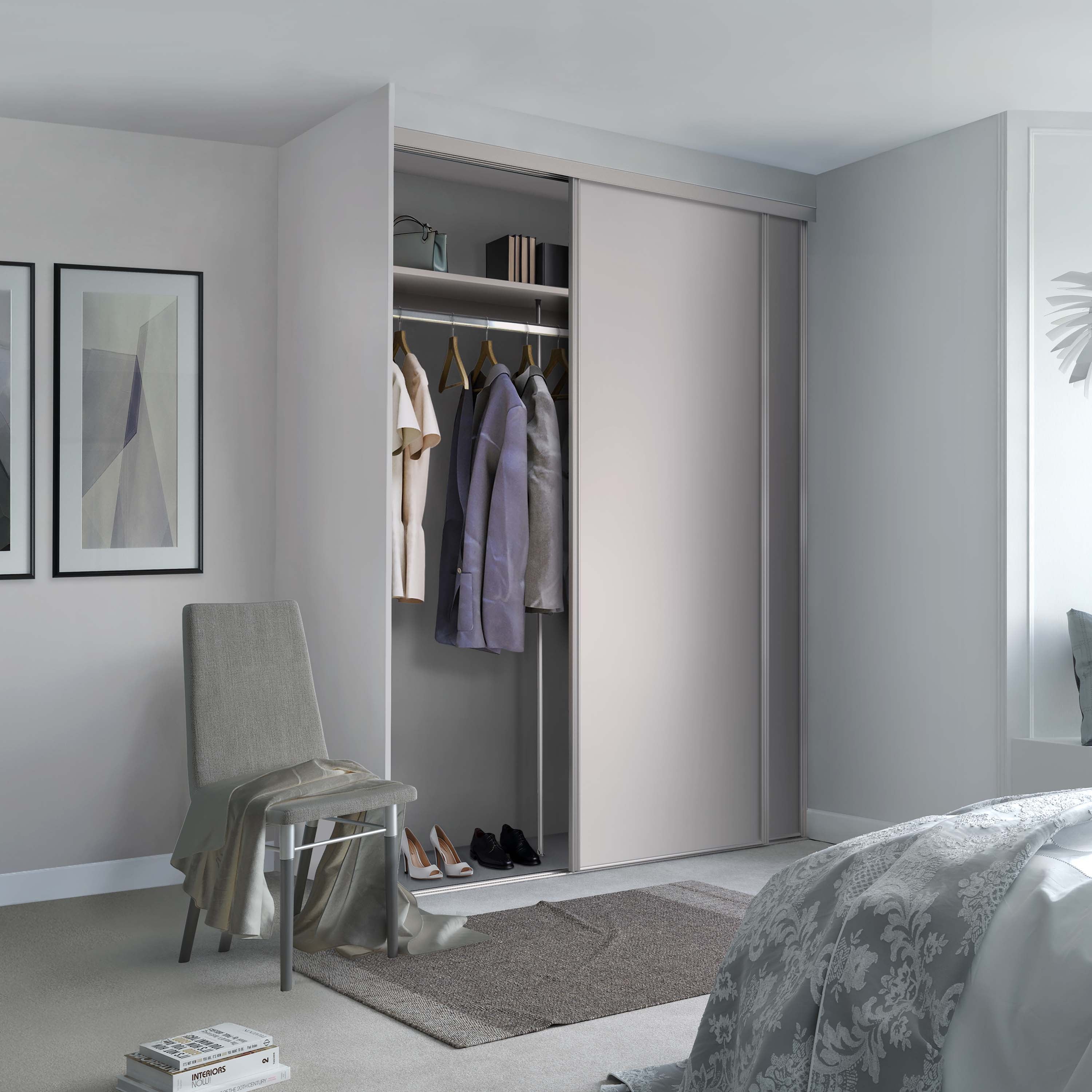 Spacepro Classic 2 Door sliding wardrobe Kit Cashmere Panel (w)1185mm