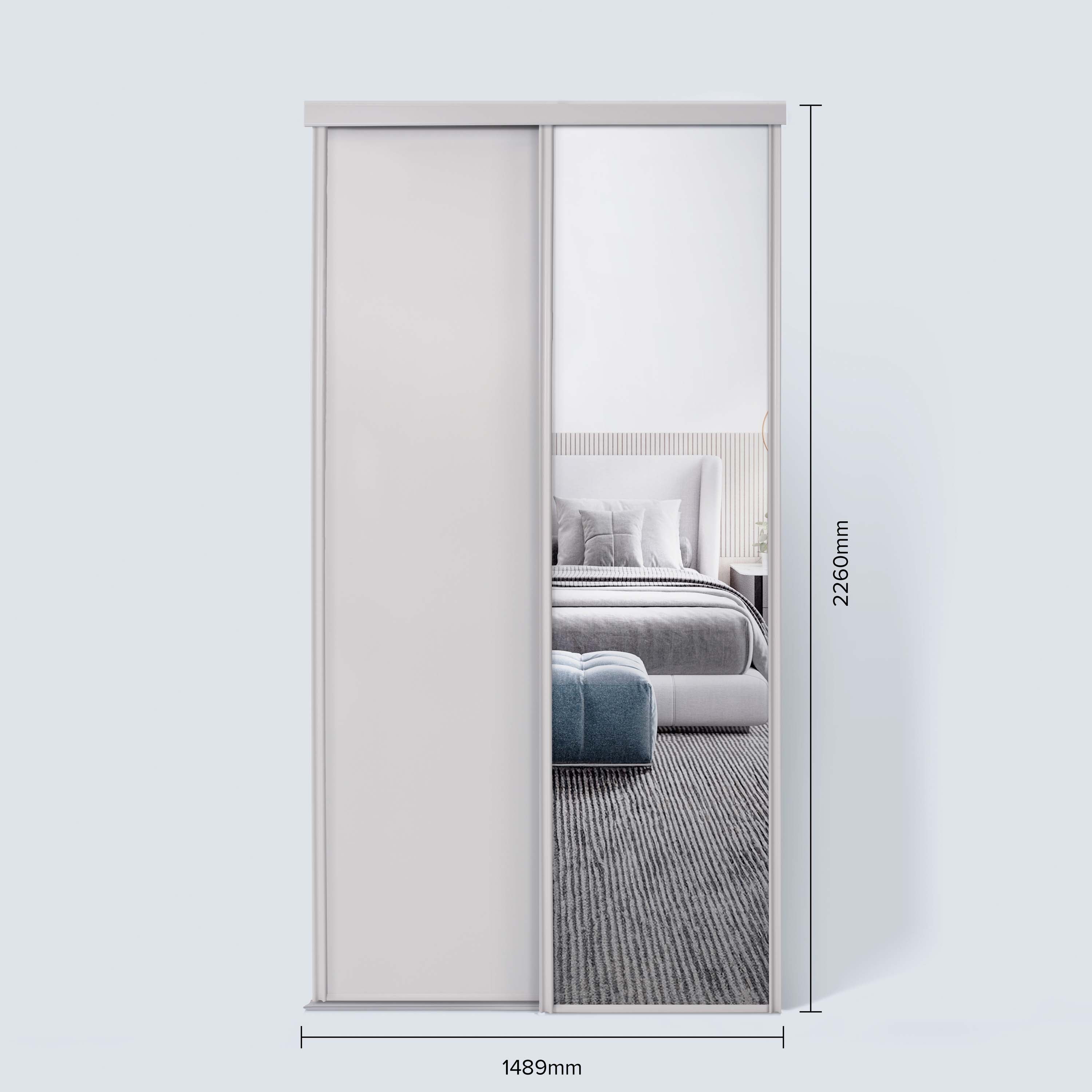 Spacepro Classic 2 Door sliding wardrobe Kit Cashmere frame 1 x Panel 1 x Mirror (w)1489mm
