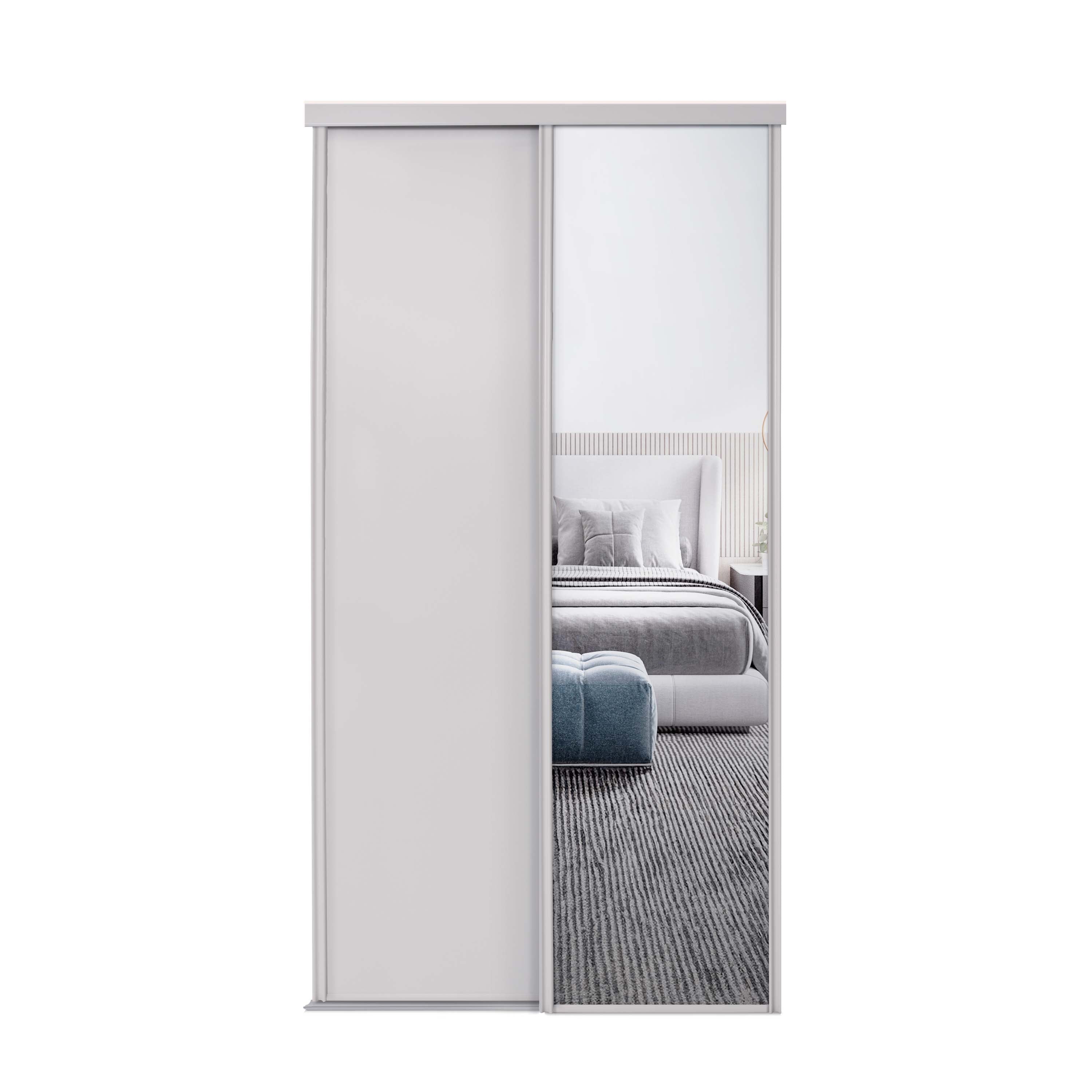 Spacepro Classic 2 Door sliding wardrobe Kit Cashmere frame 1 x Panel 1 x Mirror (w)1793mm