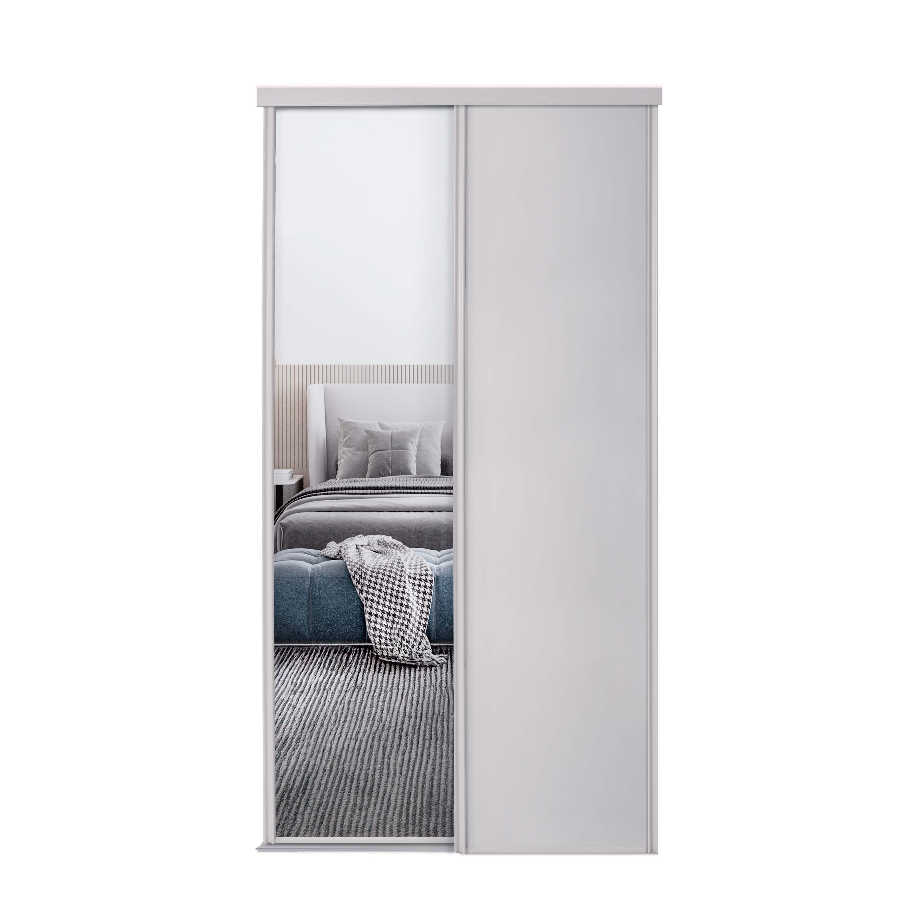 Spacepro Classic 2 Door sliding wardrobe Kit Cashmere frame 1 x Panel 1 x Mirror (w)1793mm