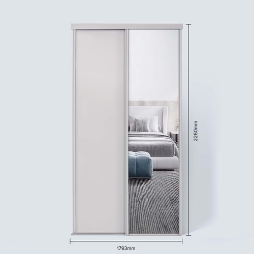 Spacepro Classic 2 Door sliding wardrobe Kit Cashmere frame 1 x Panel 1 x Mirror (w)1793mm