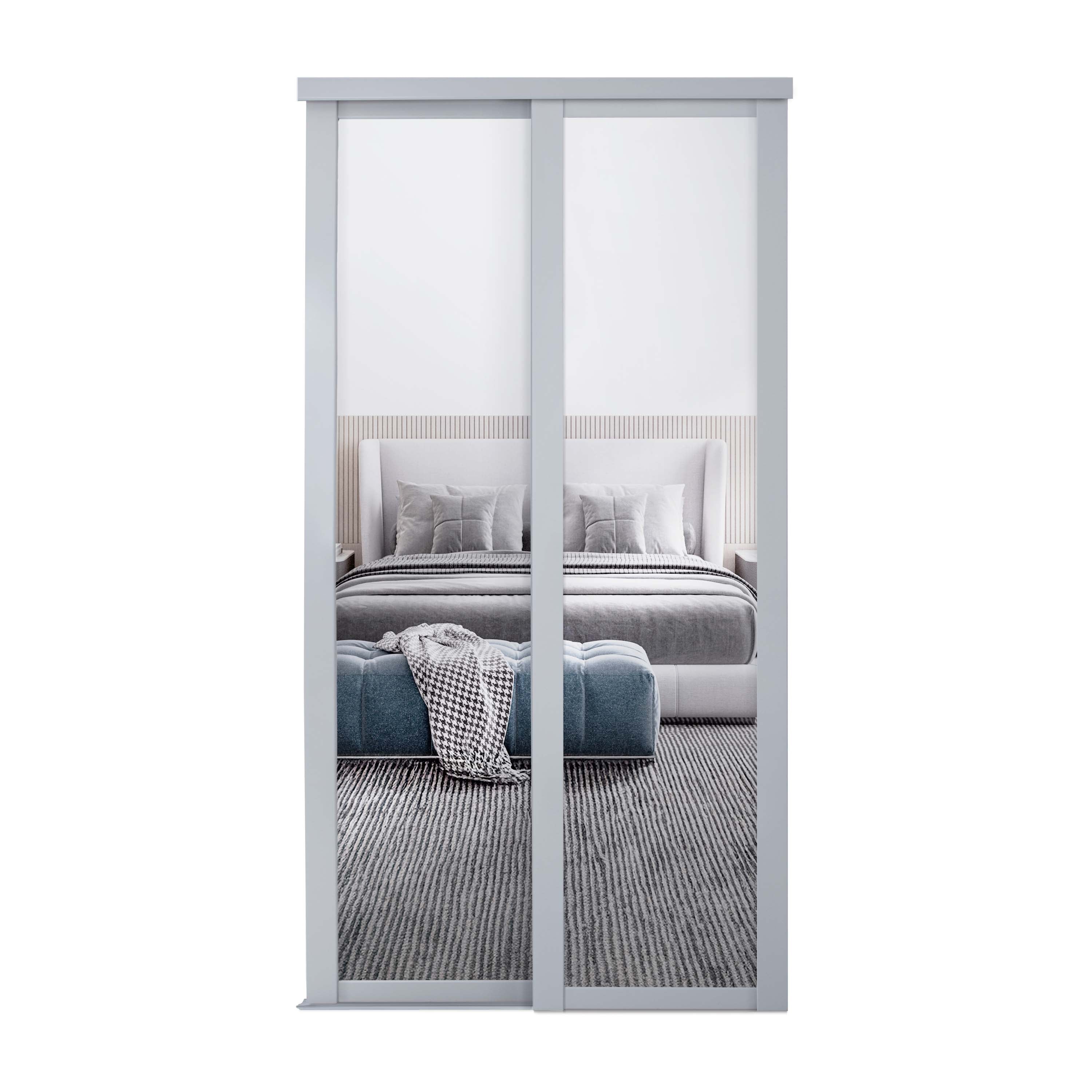 Spacepro Shaker 2 Door sliding wardrobe Kit Mirror Dove Grey frame (w)1145mm