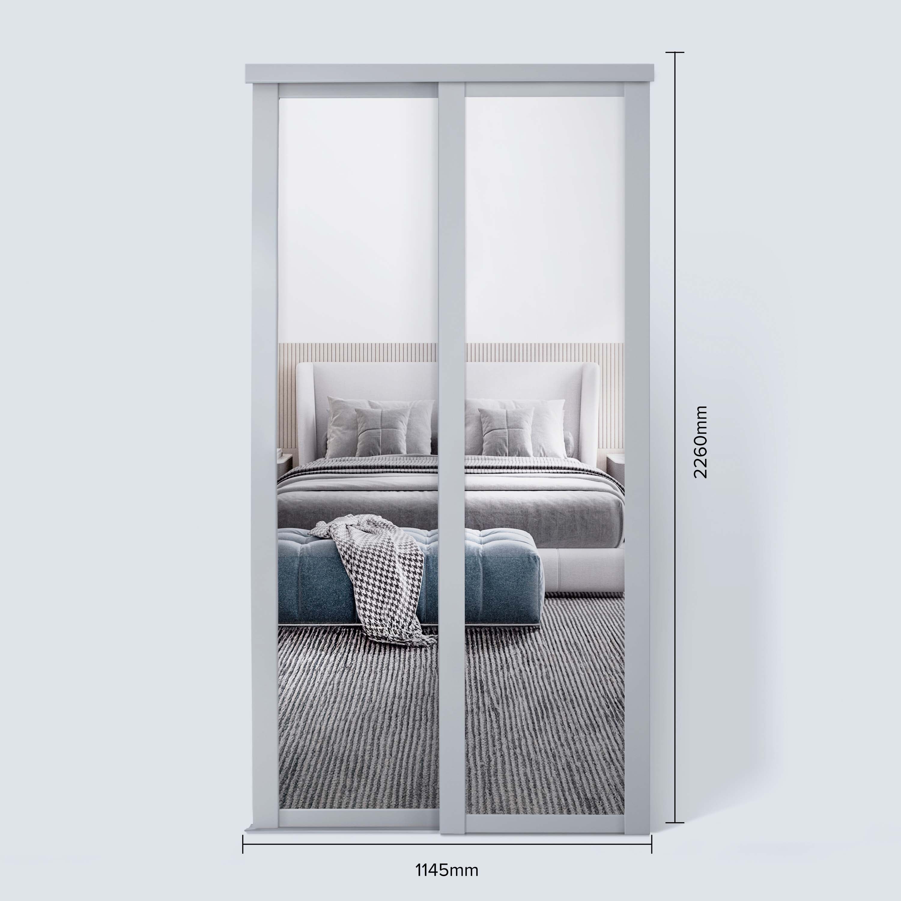 Spacepro Shaker 2 Door sliding wardrobe Kit Mirror Dove Grey frame (w)1145mm