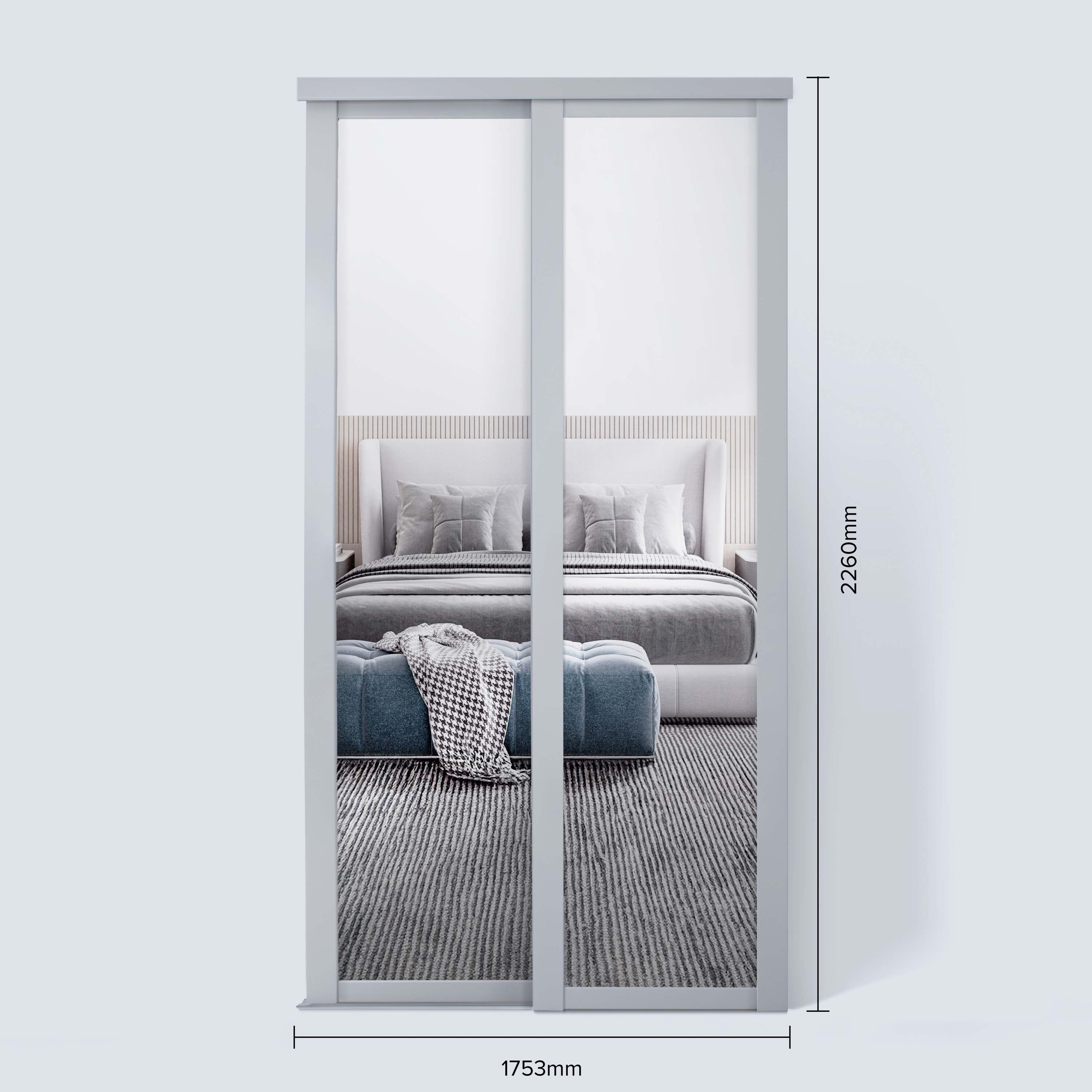 Spacepro Shaker 2 Door sliding wardrobe Kit Mirror Dove Grey frame (w)1753mm