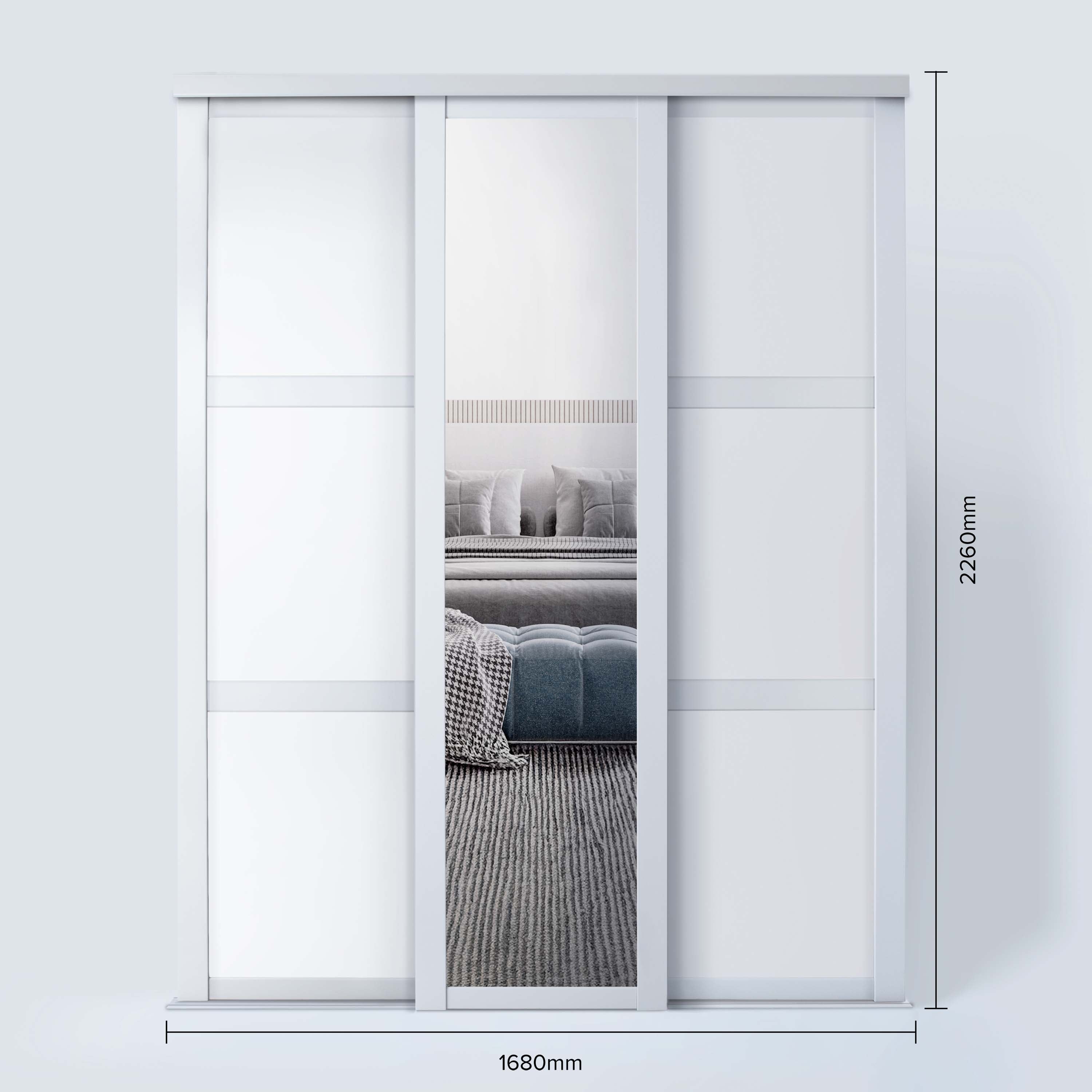 Spacepro Shaker 3 Door sliding wardrobe Kit Mirror White frame (w)1680mm