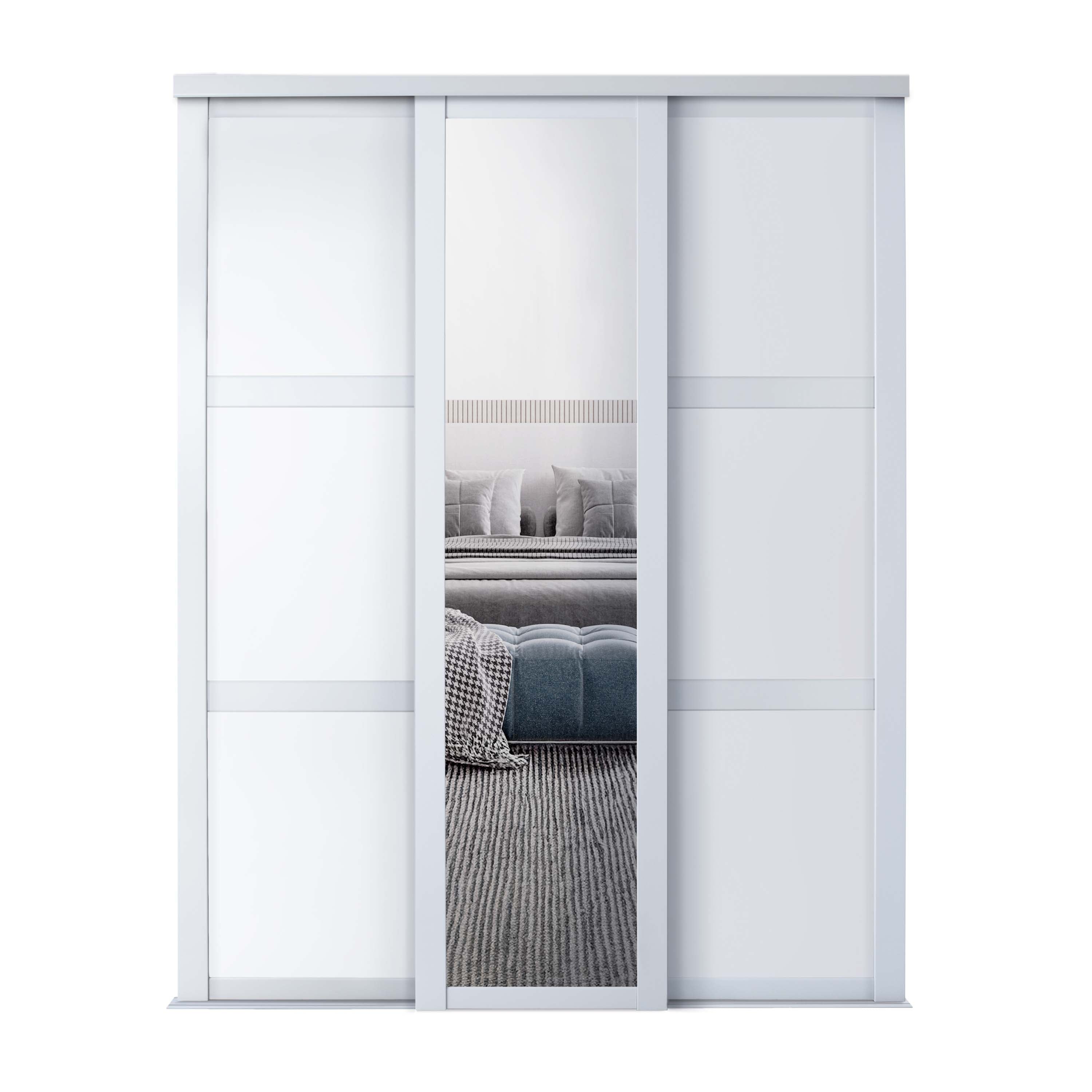 Spacepro Shaker 3 Door sliding wardrobe Kit Mirror White frame (w)2136mmmm