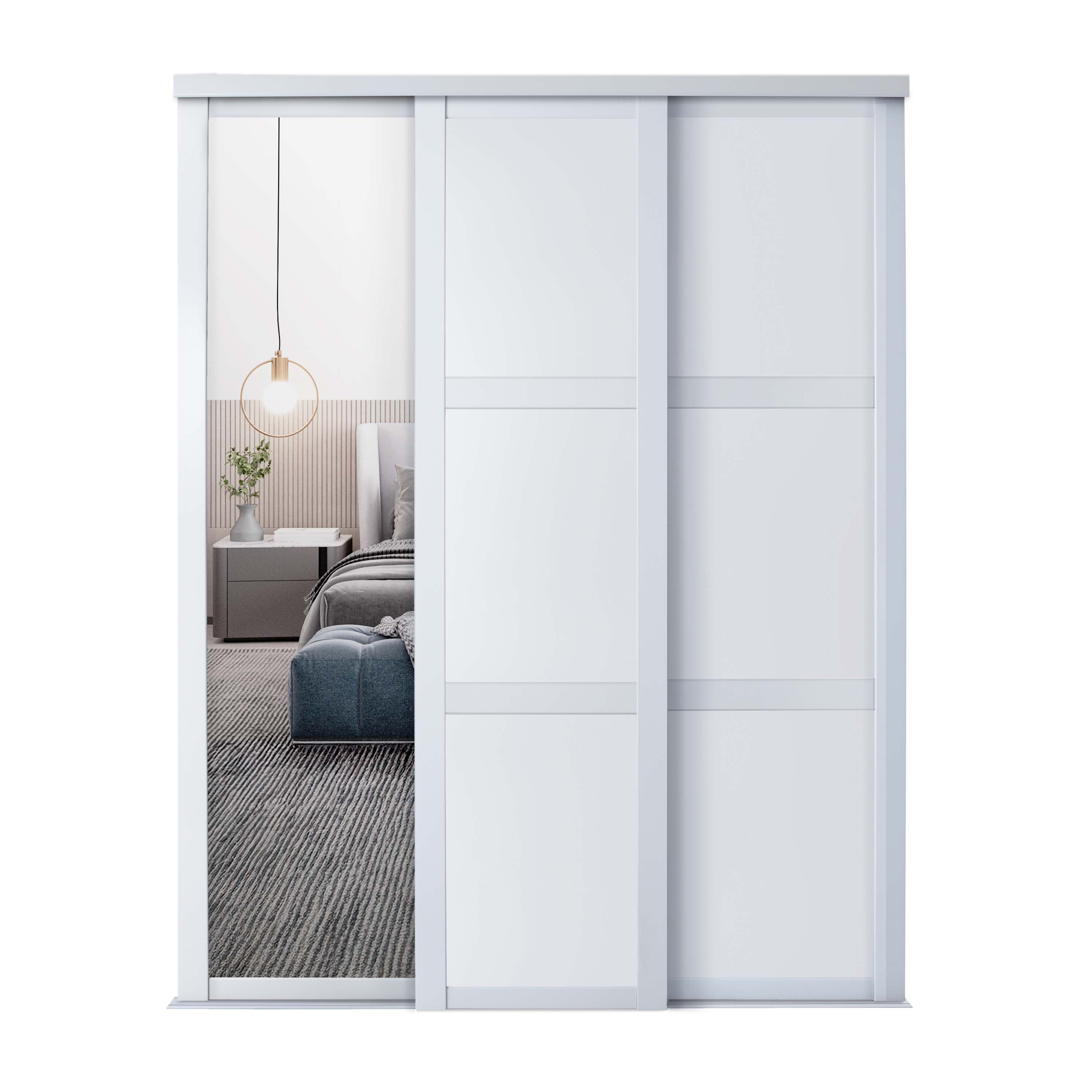 Spacepro Shaker 3 Door sliding wardrobe Kit Mirror White frame (w)2592mm