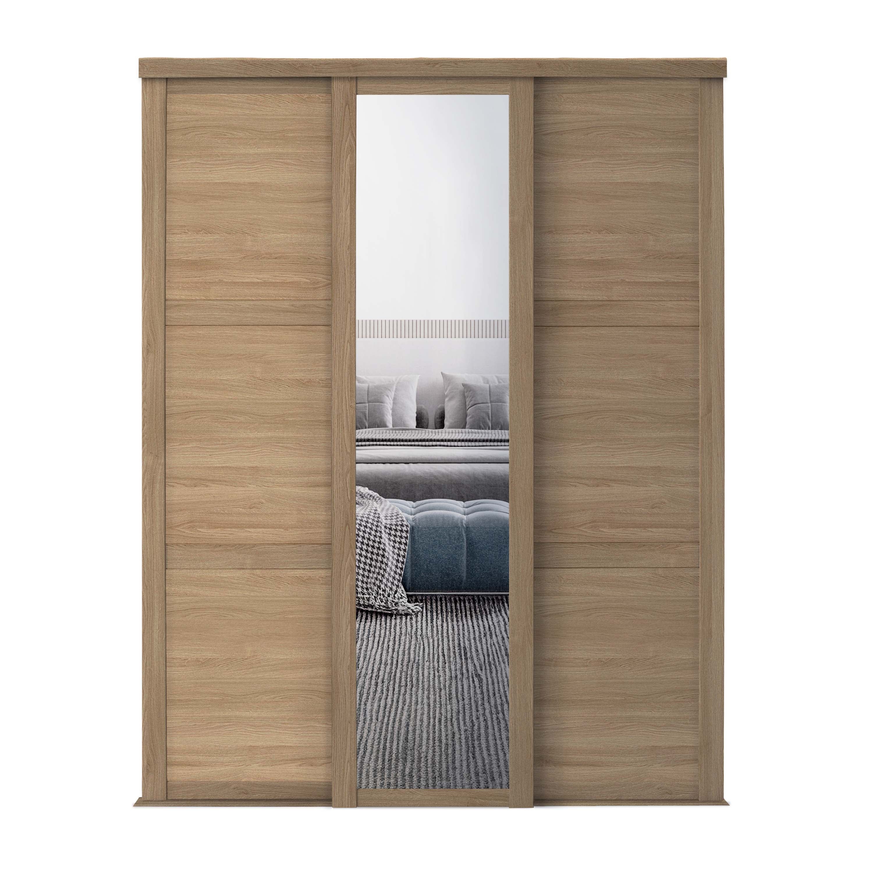 Spacepro Shaker 3 Door sliding wardrobe Kit Mirror Oak frame (w)2592mm