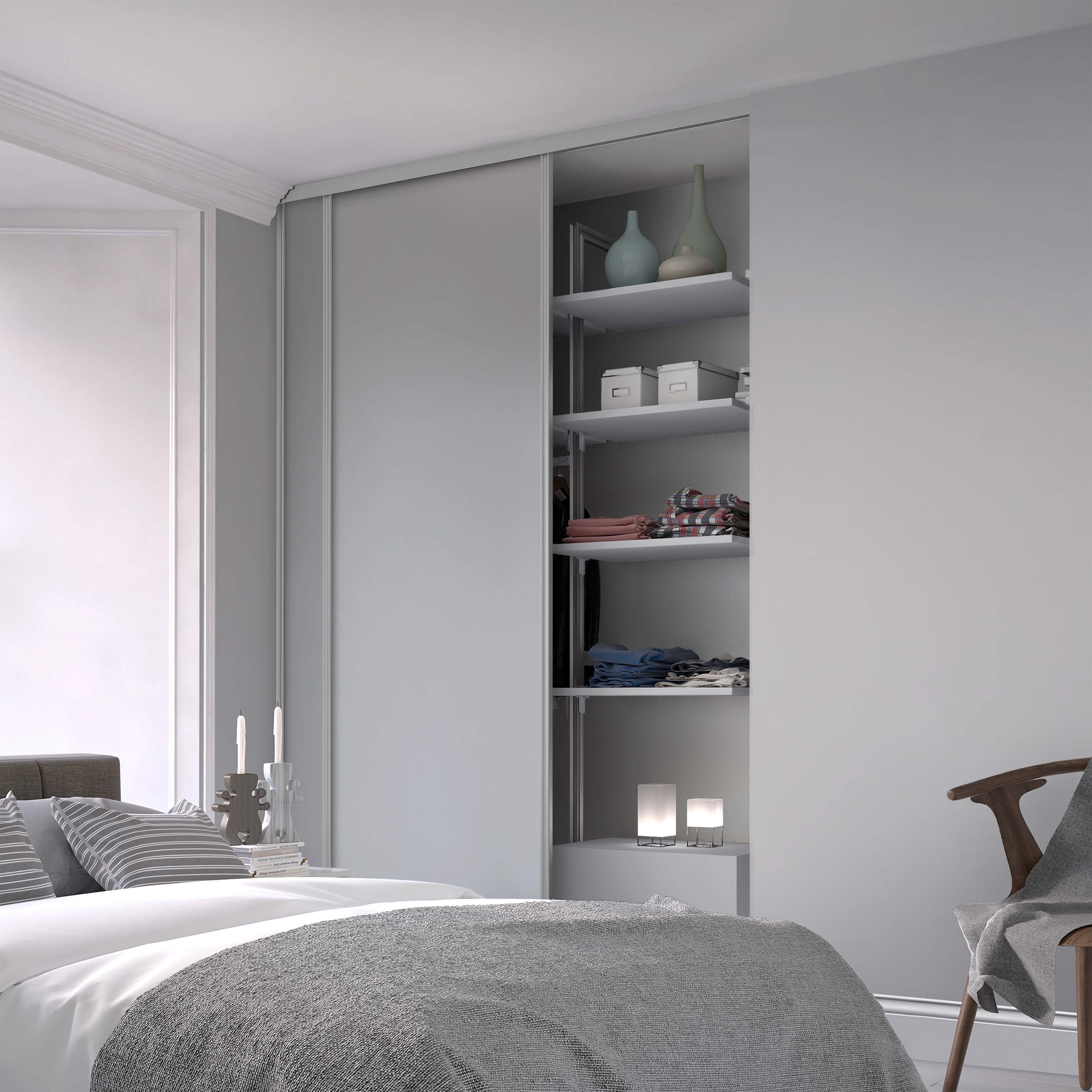 Spacepro Classic 2 Door sliding wardrobe Kit Dove Grey Panel (w)1489mm