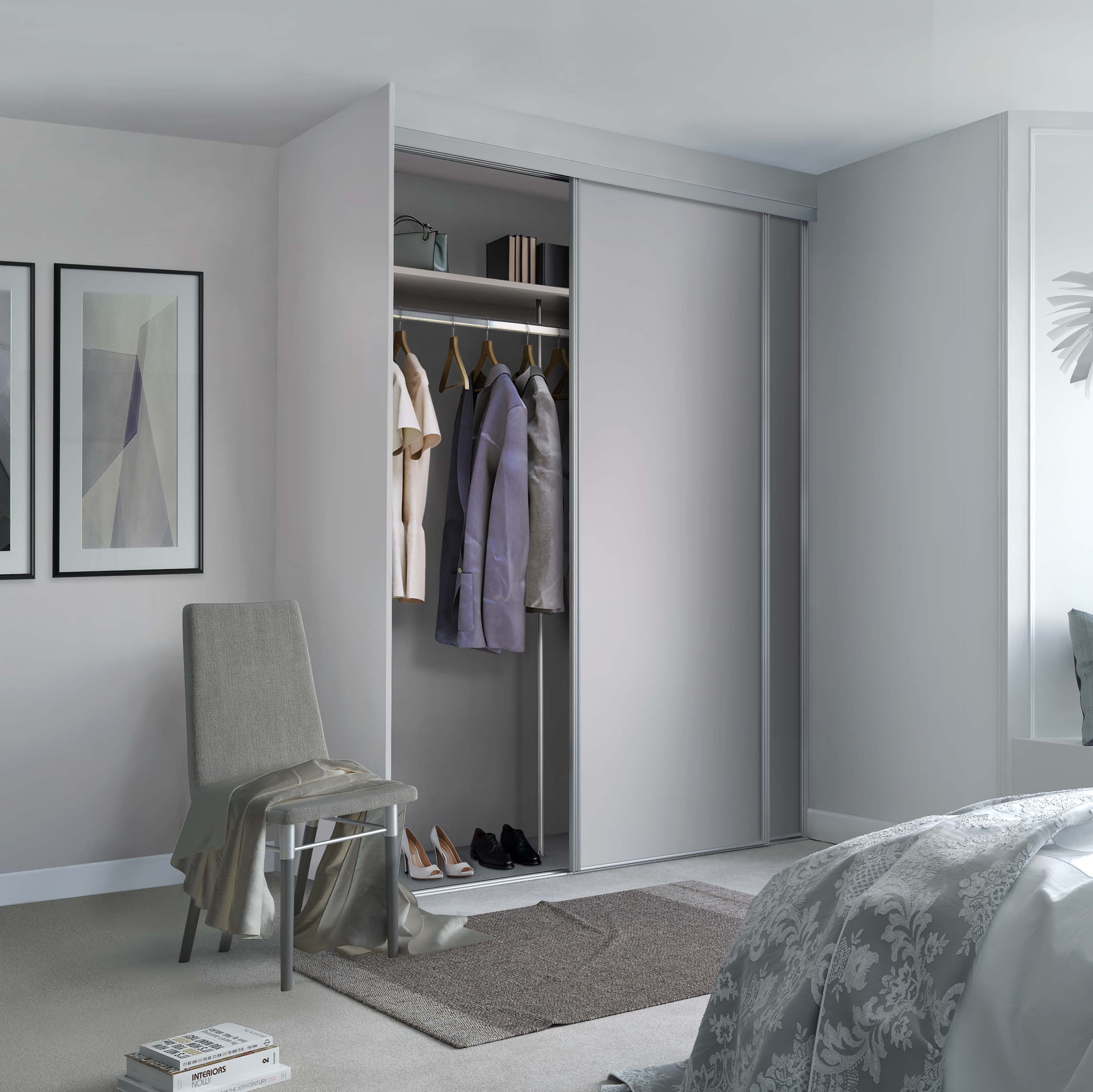 Spacepro Classic 2 Door sliding wardrobe Kit Dove Grey Panel (w)1793mm