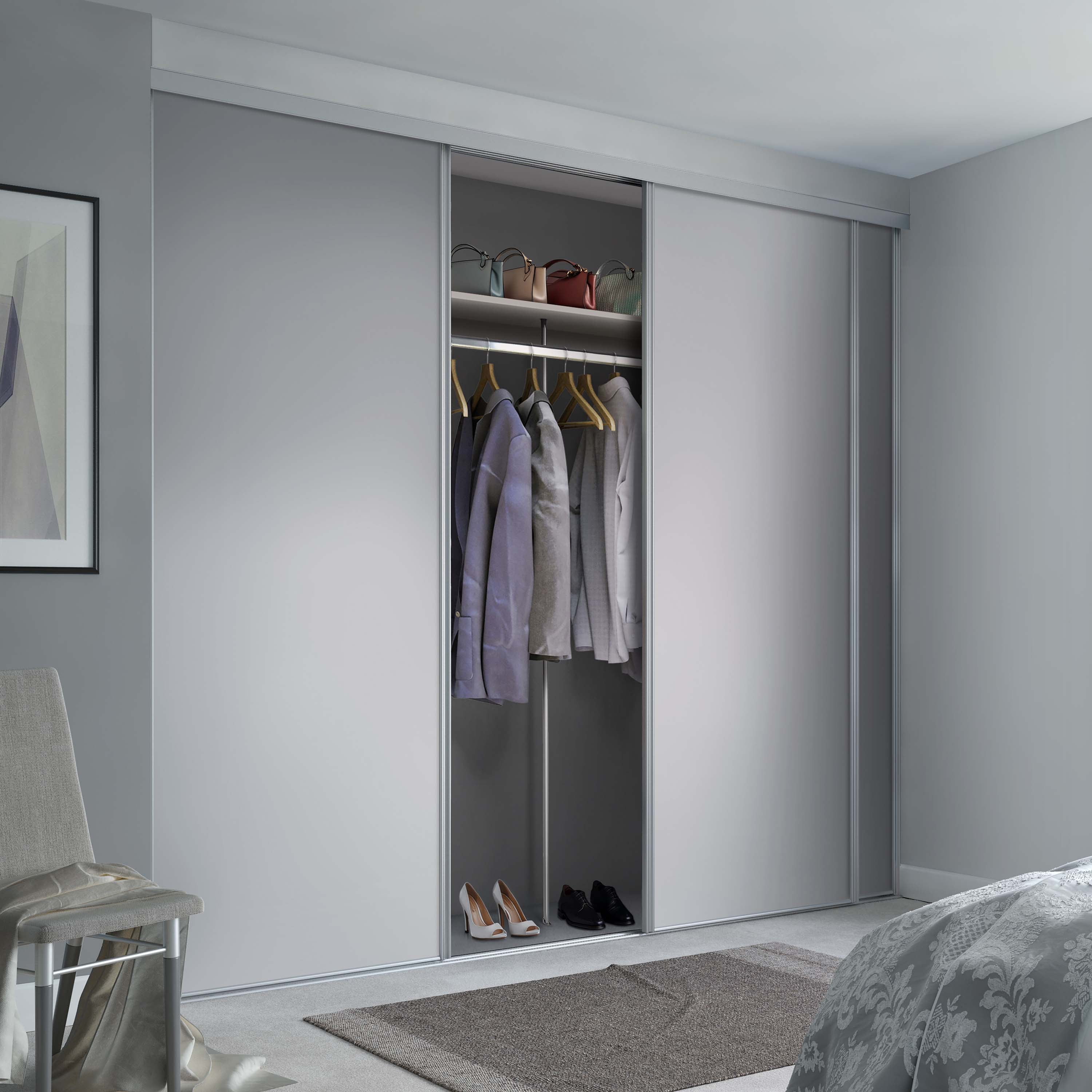 Spacepro Classic 3 Door sliding wardrobe Kit Dove Grey Panel (w)1760mm