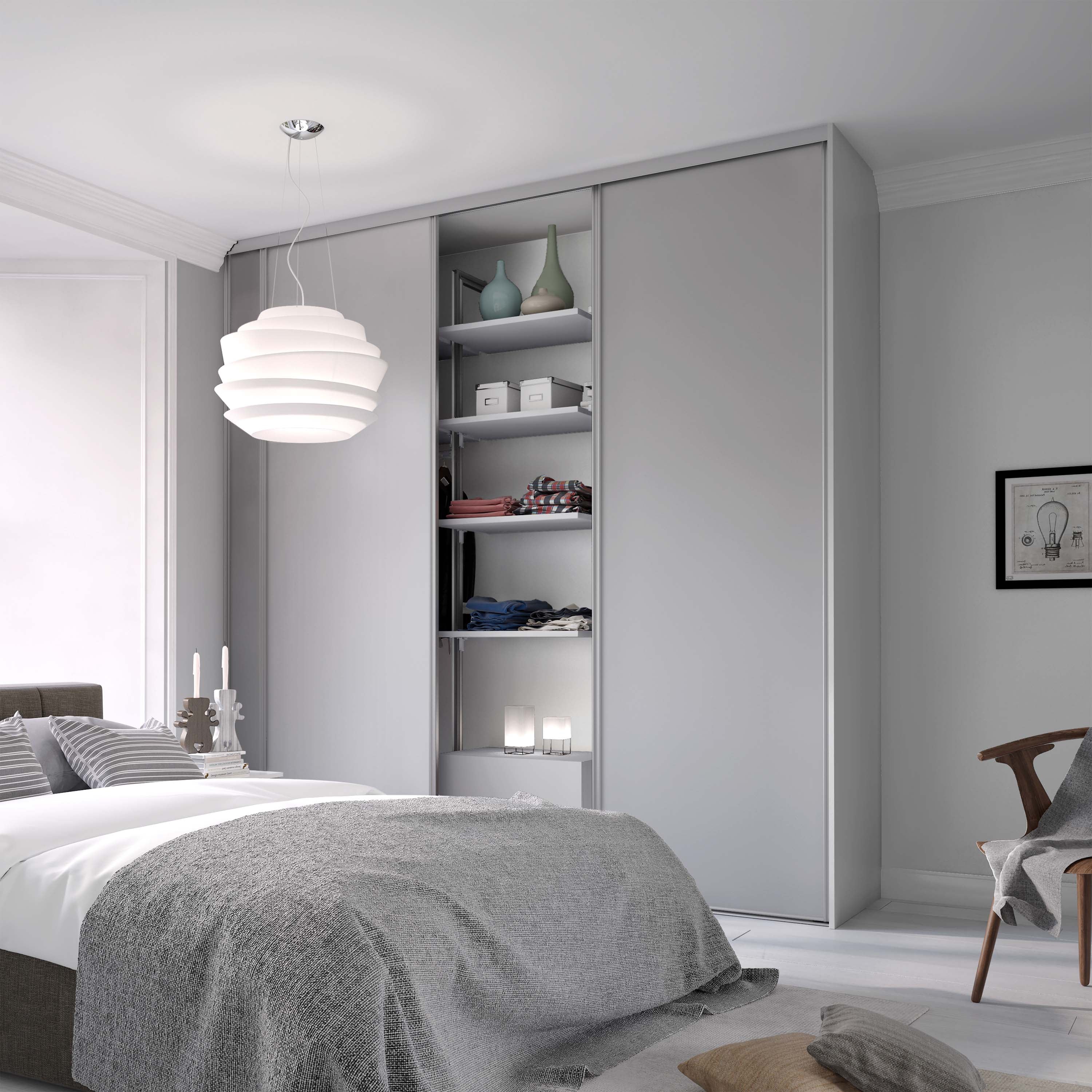 Spacepro Classic 3 Door sliding wardrobe Kit Dove Grey Panel (w)2216mm
