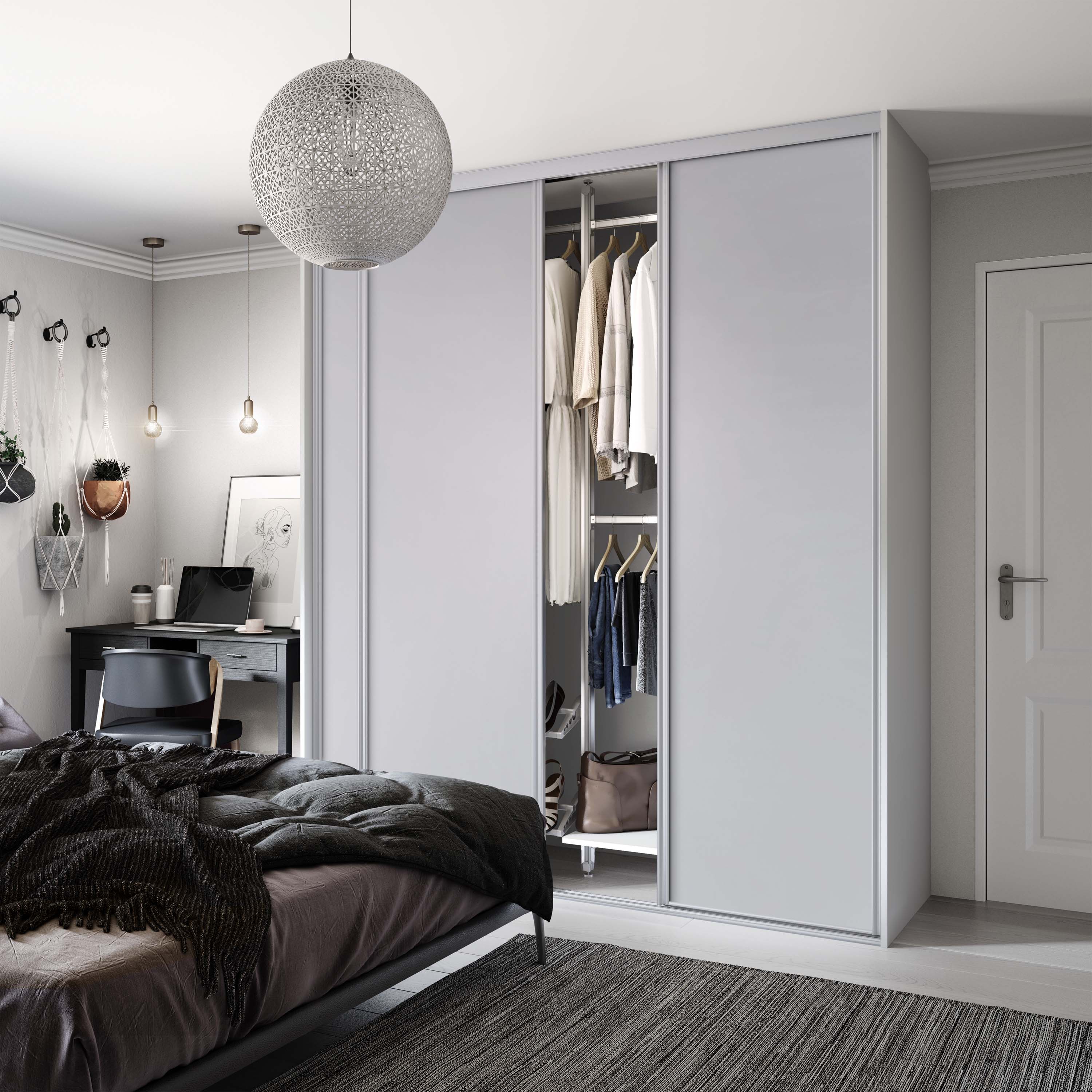 Spacepro Classic 3 Door sliding wardrobe Kit Dove Grey Panel (w)2216mm