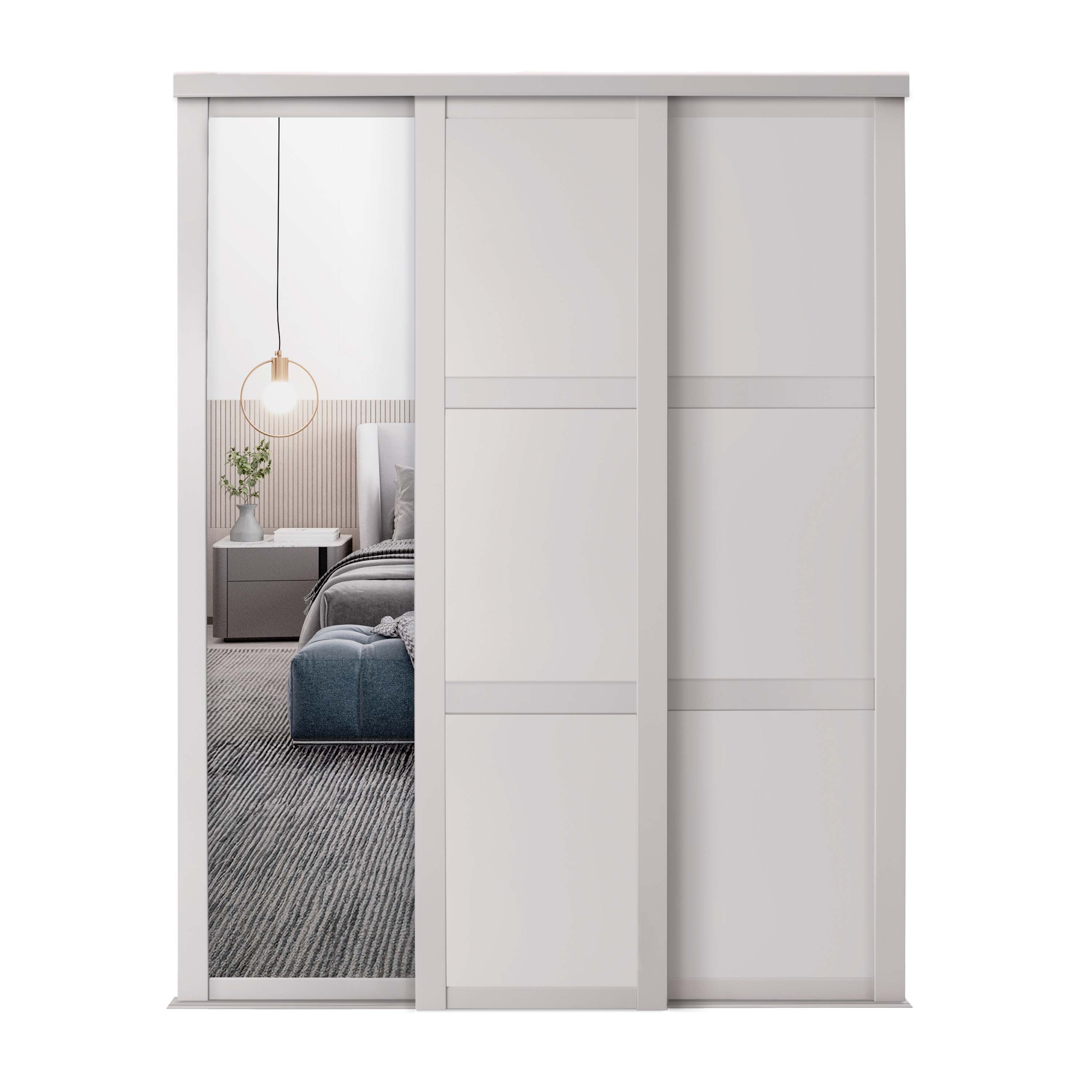 Spacepro Shaker 3 Door sliding wardrobe Kit Mirror Cashmere frame (w)1680mm