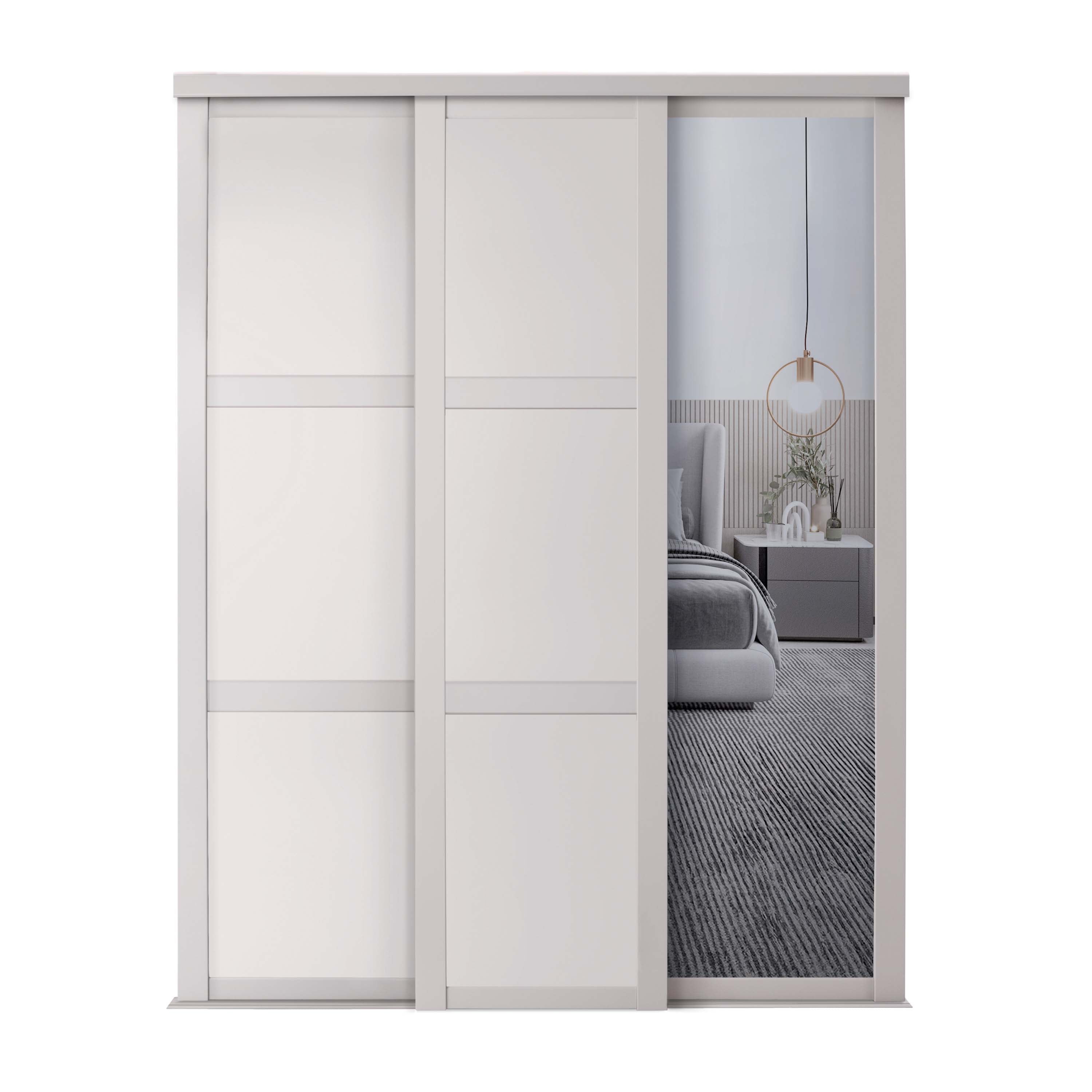 Spacepro Shaker 3 Door sliding wardrobe Kit Mirror Cashmere frame (w)1680mm