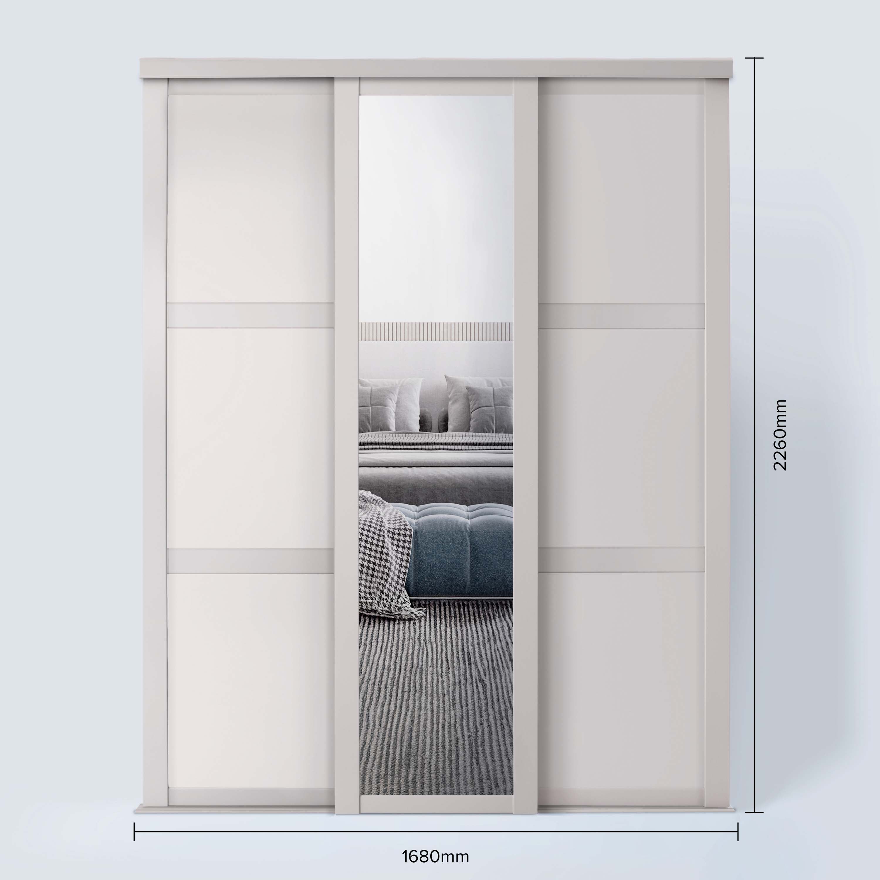 Spacepro Shaker 3 Door sliding wardrobe Kit Mirror Cashmere frame (w)1680mm