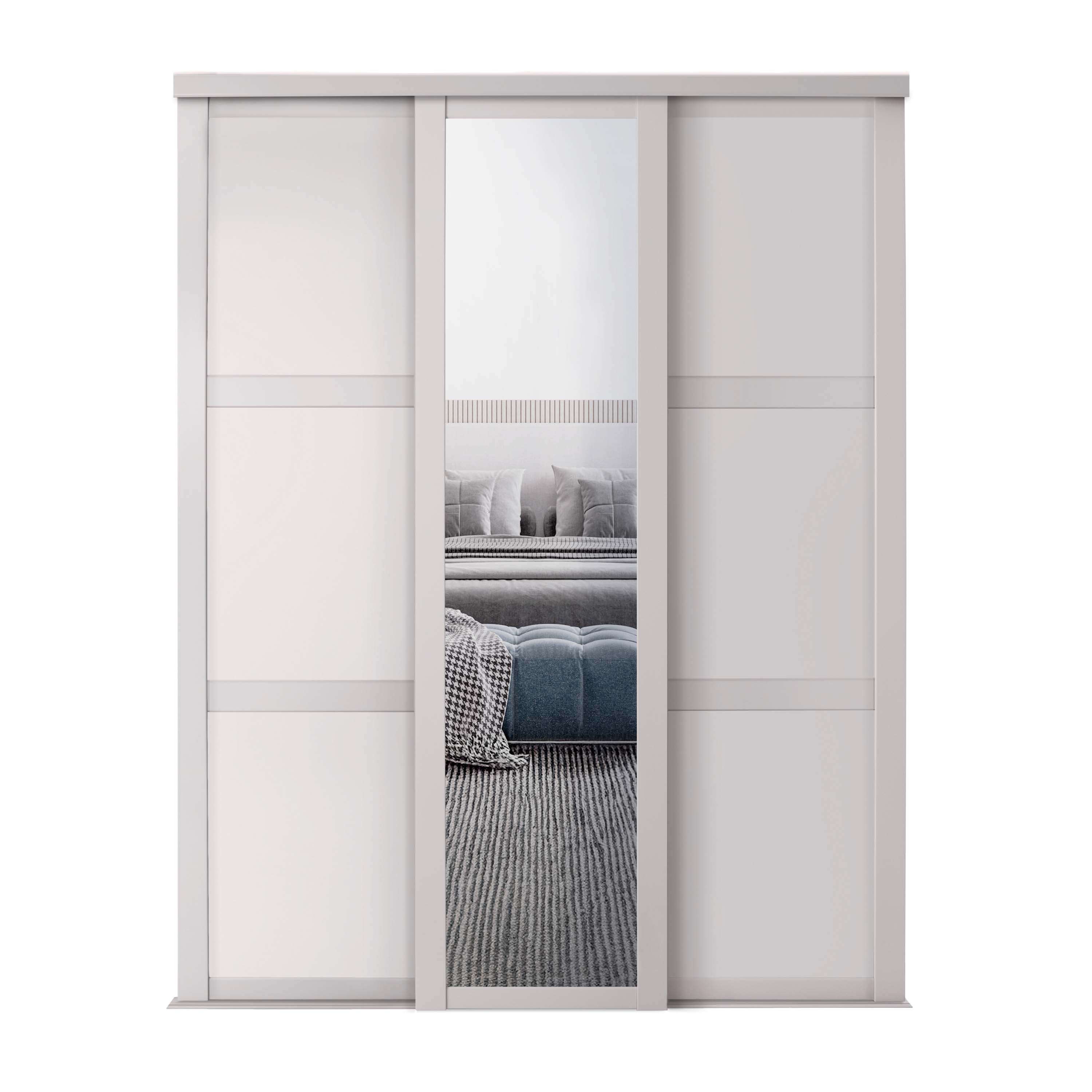 Spacepro Shaker 3 Door sliding wardrobe Kit Mirror Cashmere frame (w)2136mm