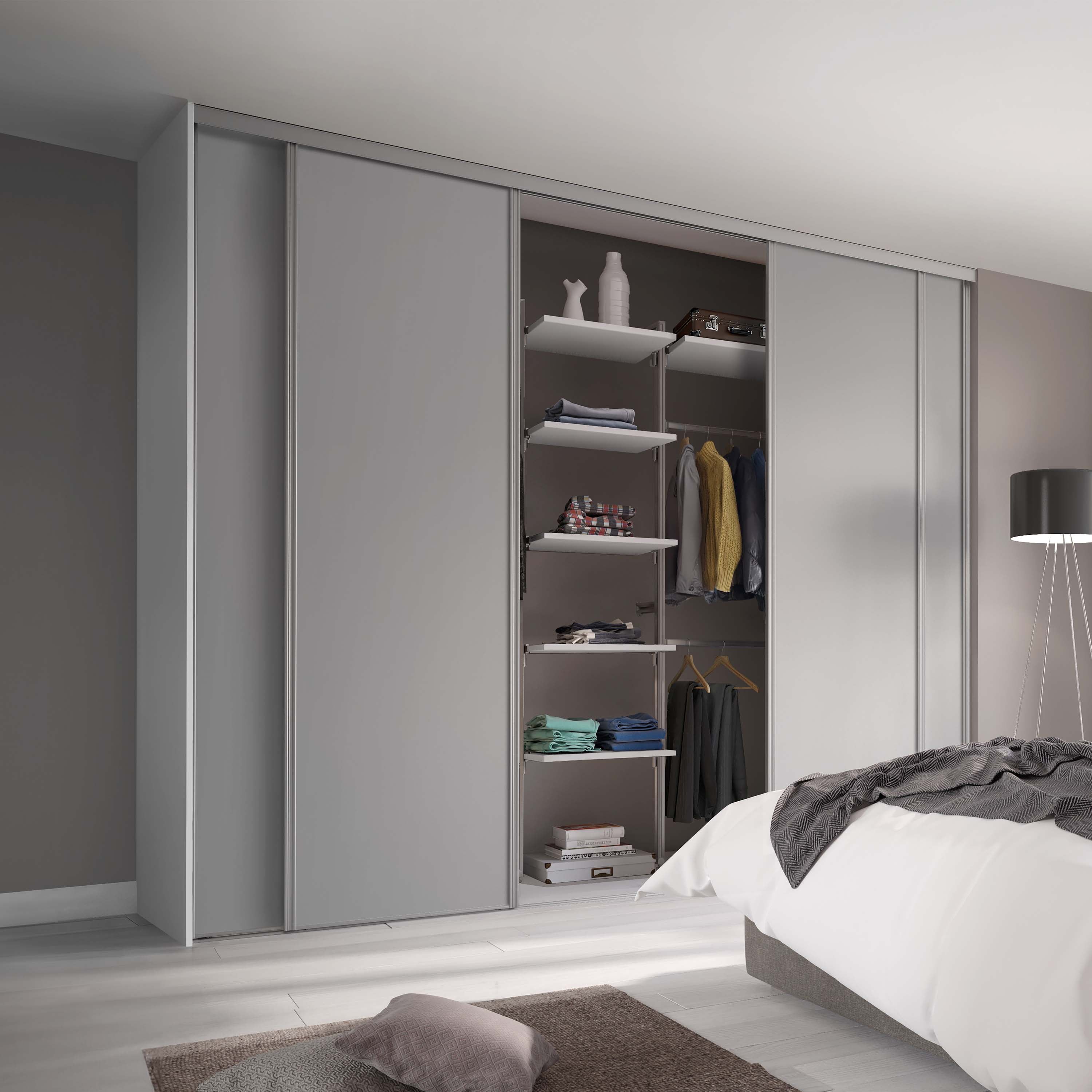 Spacepro Classic 4 Door sliding wardrobe Kit Dove Grey Panel (w)2978mm