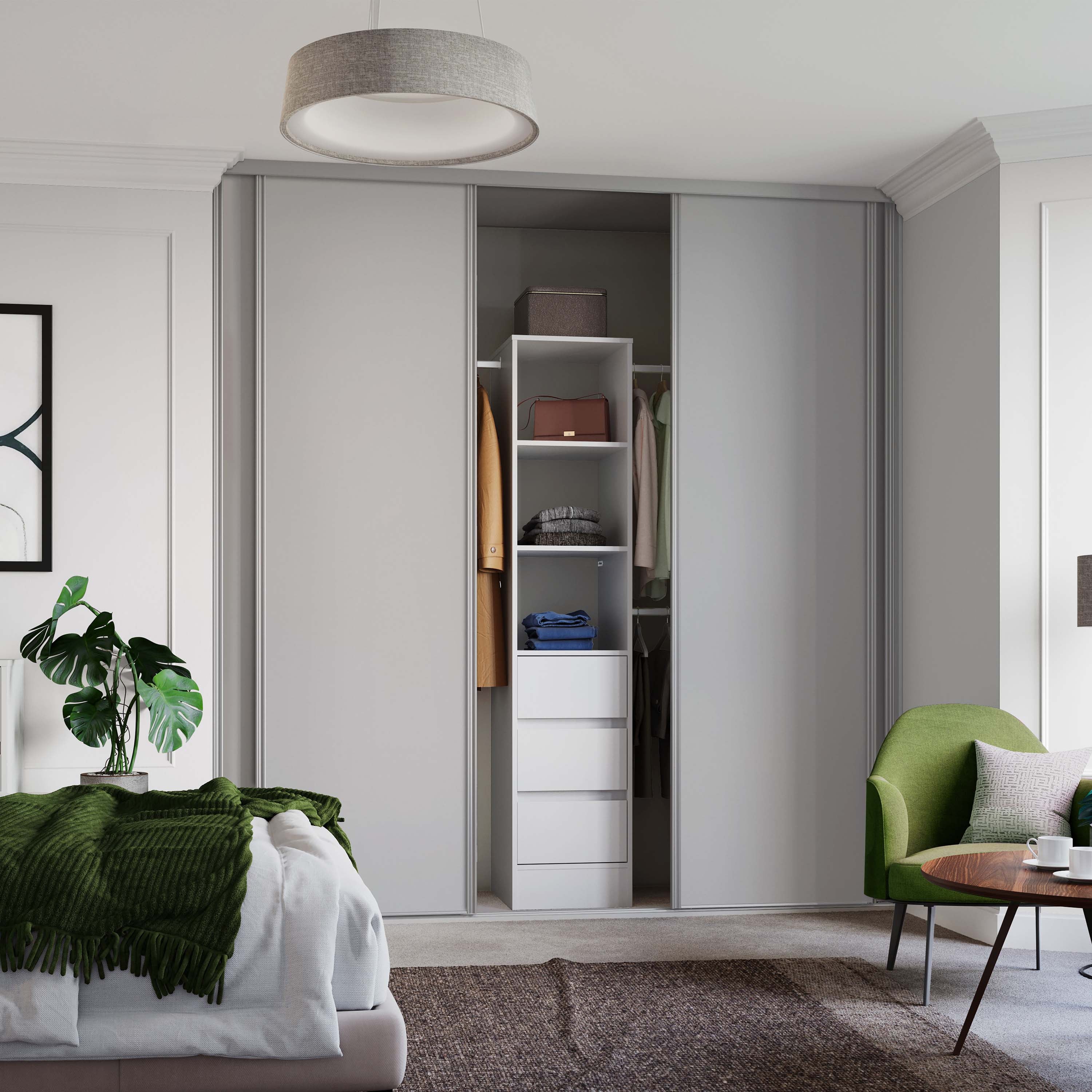Spacepro Classic 4 Door sliding wardrobe Kit Dove Grey Panel (w)2978mm
