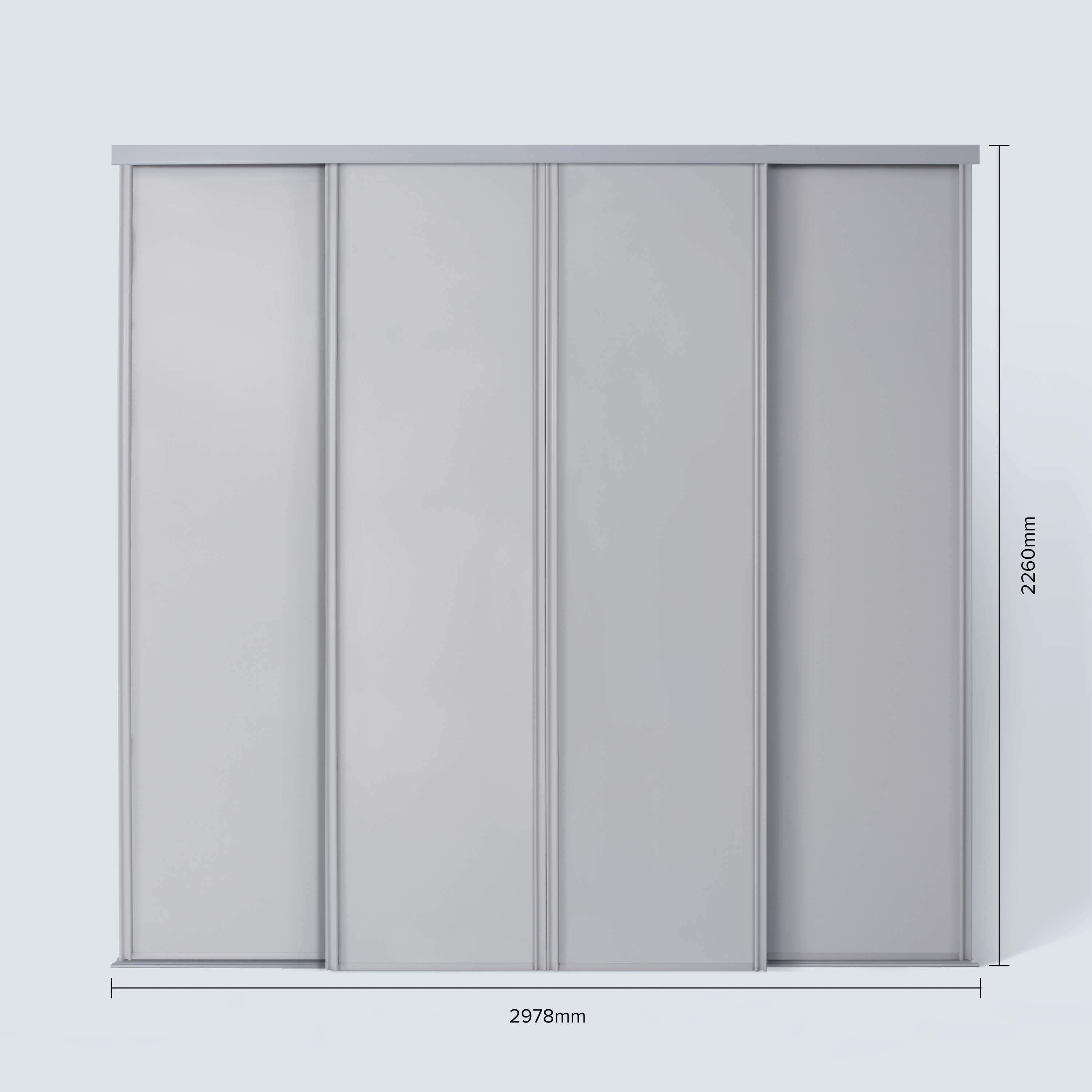 Spacepro Classic 4 Door sliding wardrobe Kit Dove Grey Panel (w)2978mm
