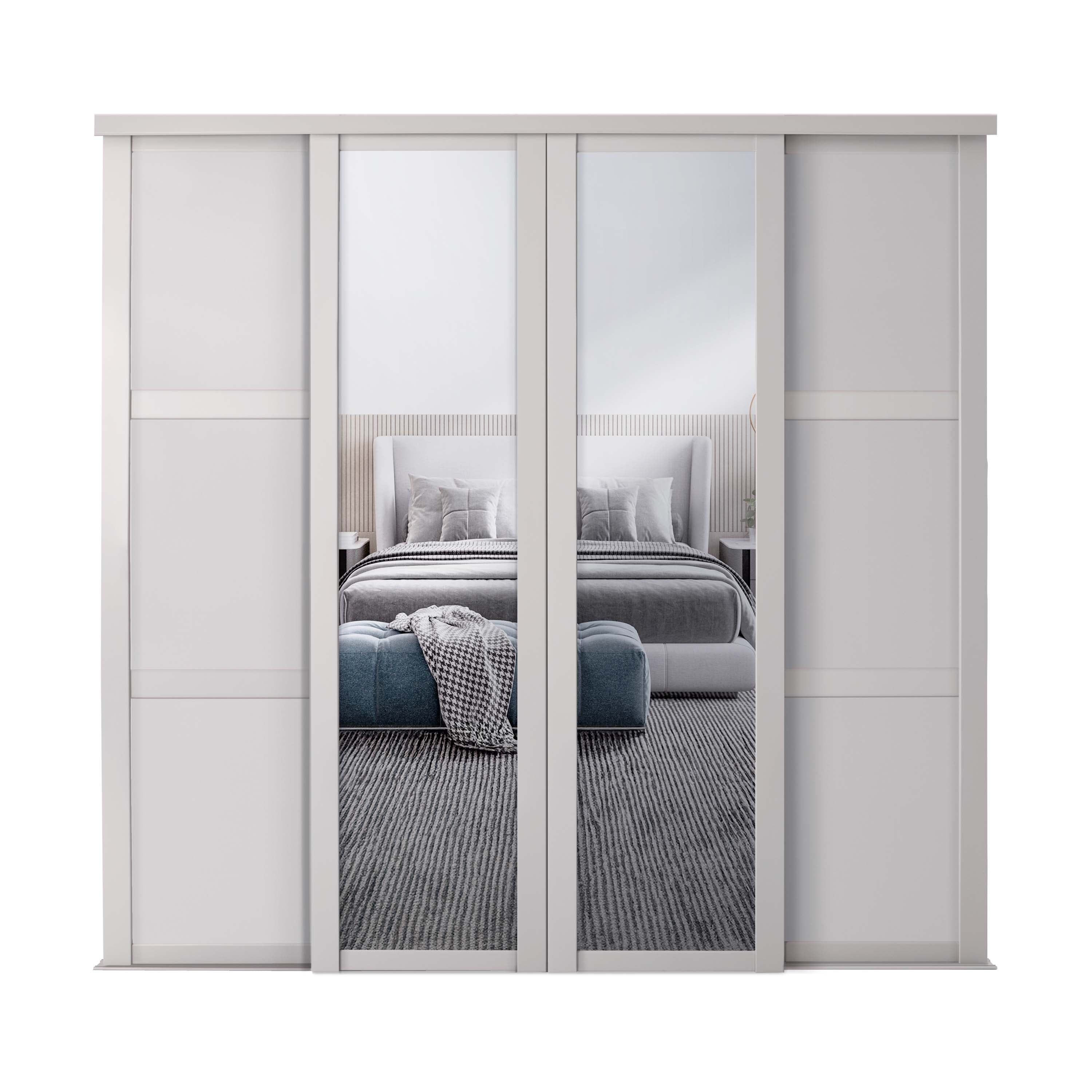 Spacepro Shaker 4 Door sliding wardrobe Kit Mirror Cashmere frame (w)2898mm
