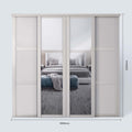 Spacepro Shaker Cashmere Wood & Mirror 4 Door Sliding Wardrobe Door Kit w3506mm